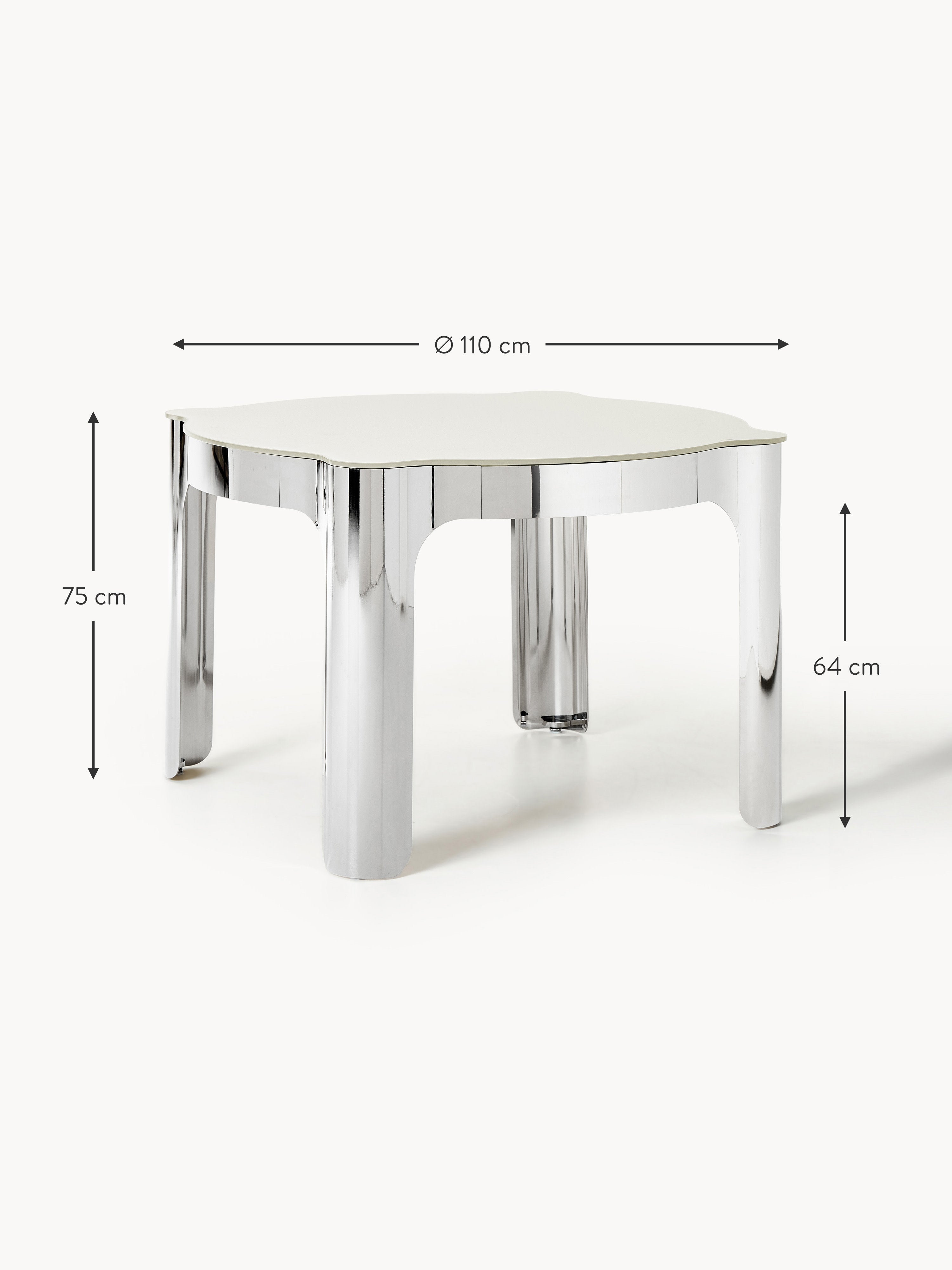 Georgia Round Dining Table with Glass Top, Ø 110 cm