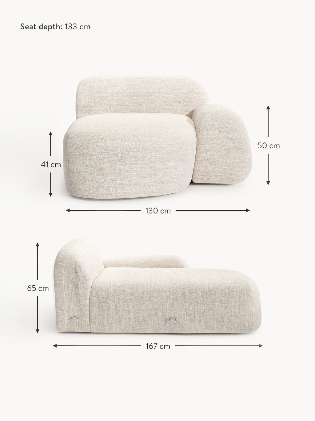 Wolke Bouclé Chaise Corner Module