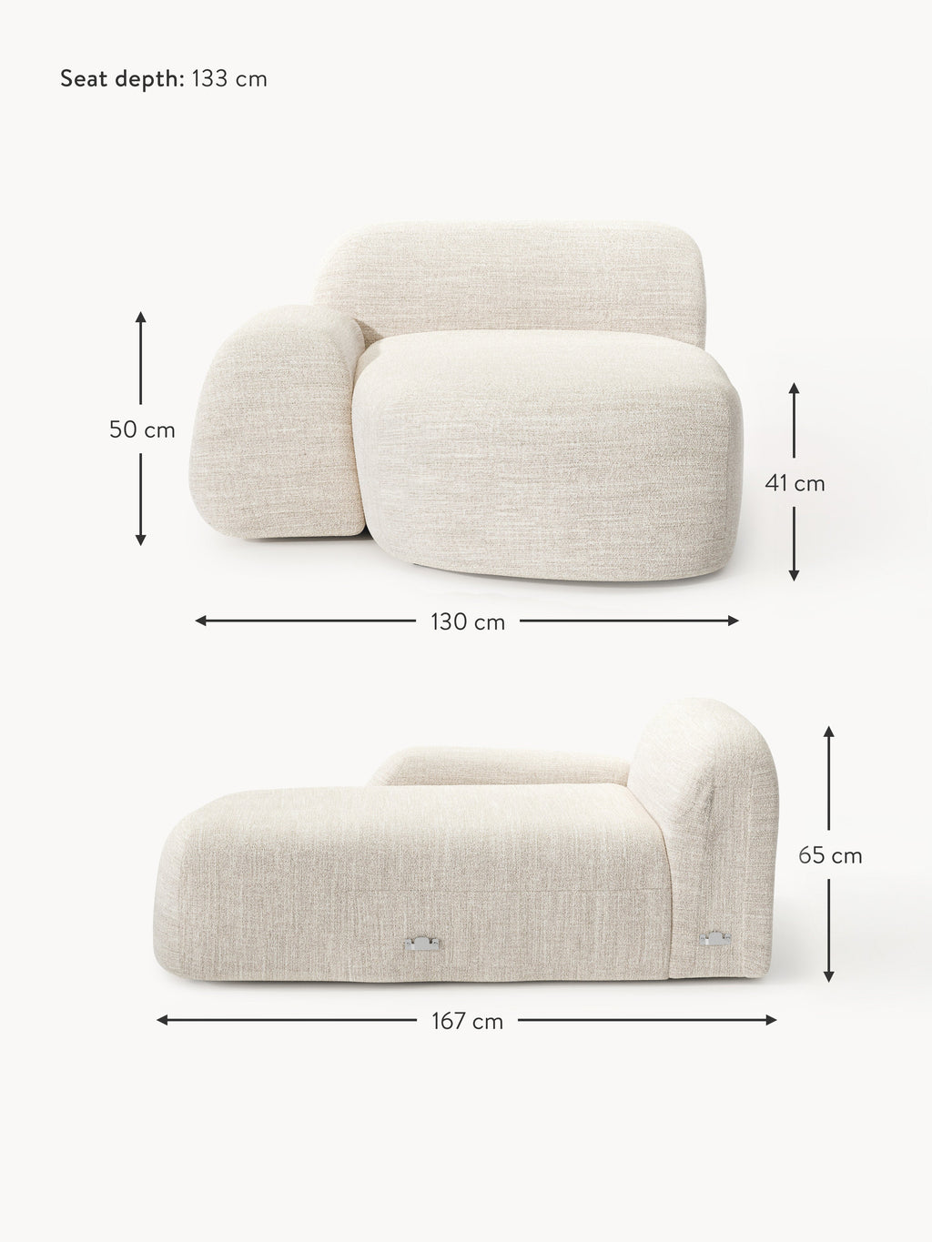 Wolke Bouclé Chaise Corner Module