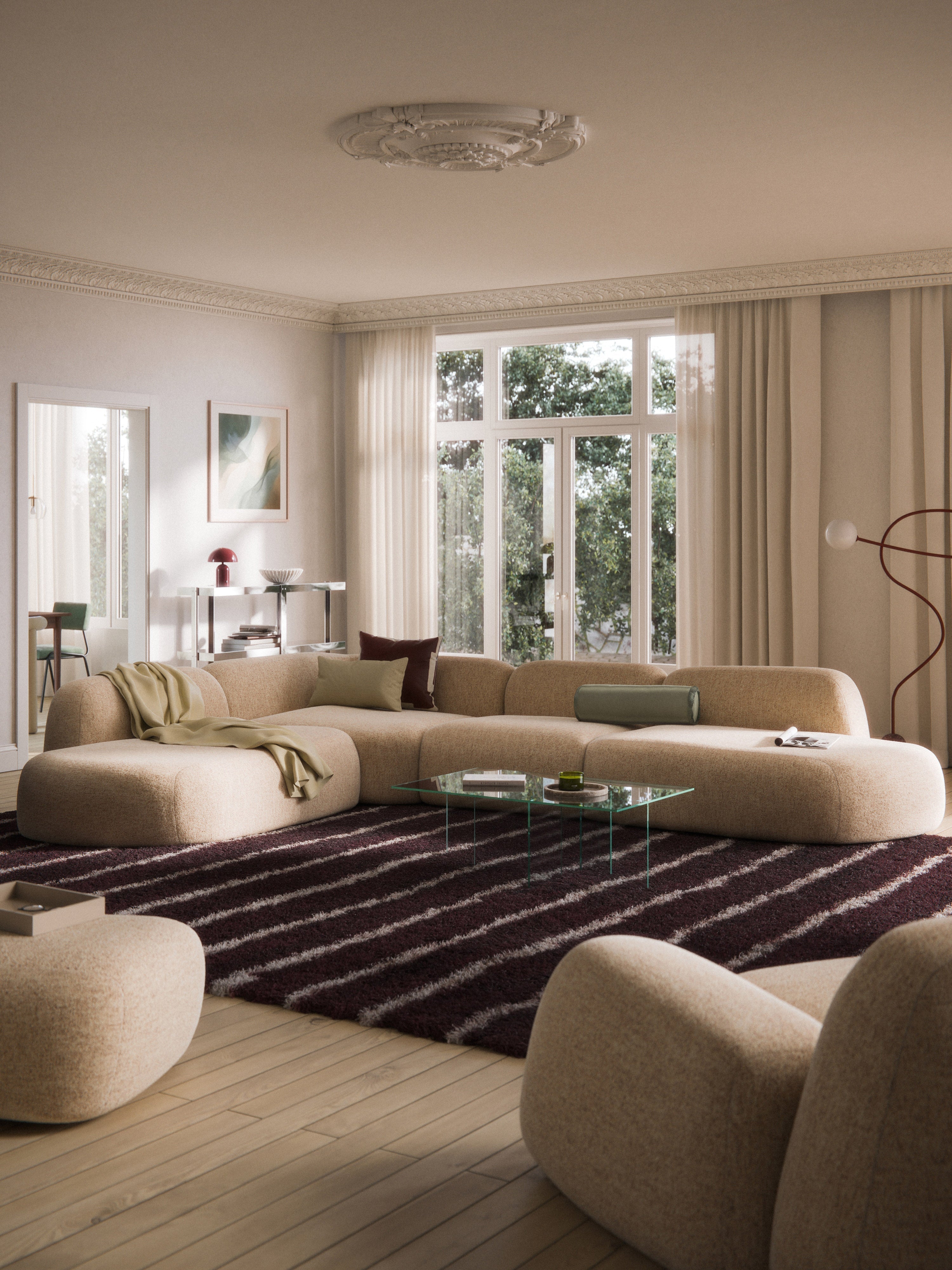 Wolke XL Modular Bouclé Corner Sofa with Chaise Ends