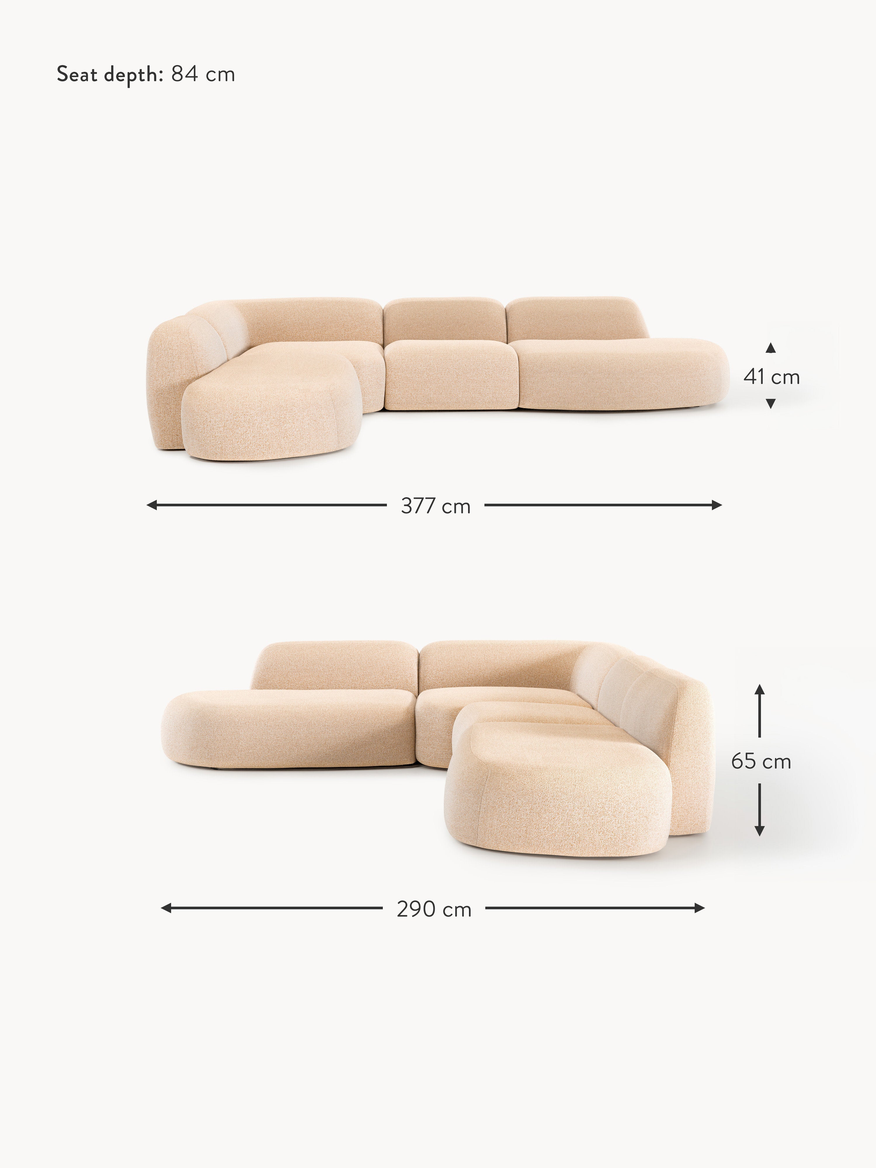 Wolke XL Modular Bouclé Corner Sofa with Chaise Ends