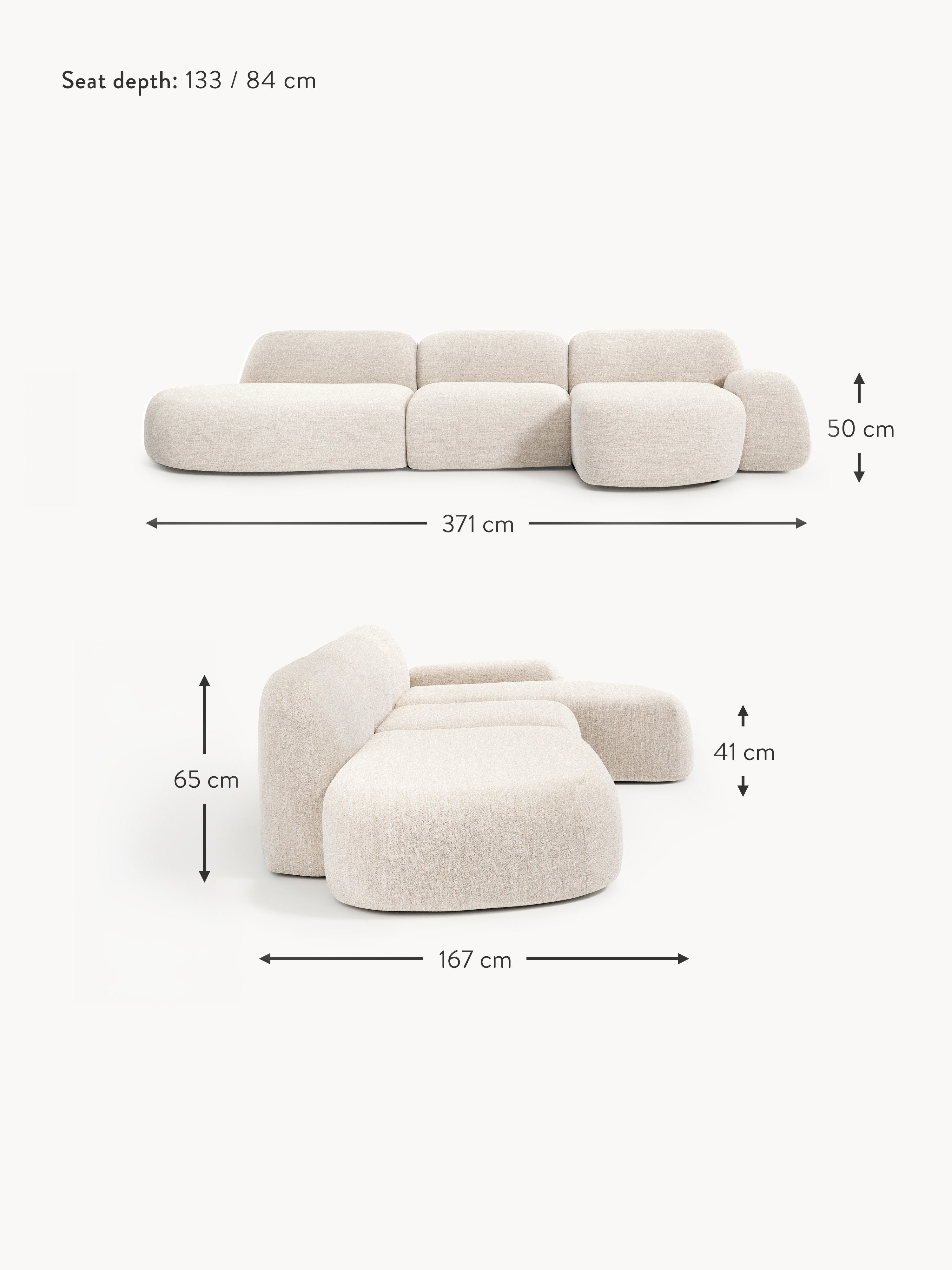 Wolke Modular Bouclé Corner Sofa (4-seater) with Chaise End