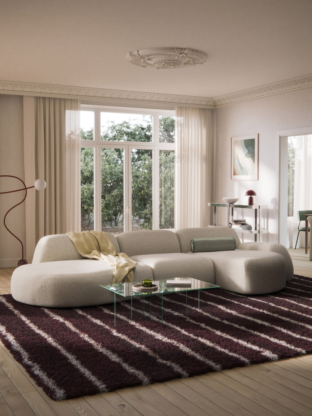 Wolke Modular Bouclé Corner Sofa (4-seater) with Chaise End
