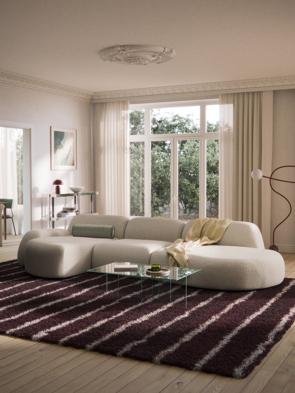 Wolke Modular Bouclé Corner Sofa (4-seater) with Chaise End