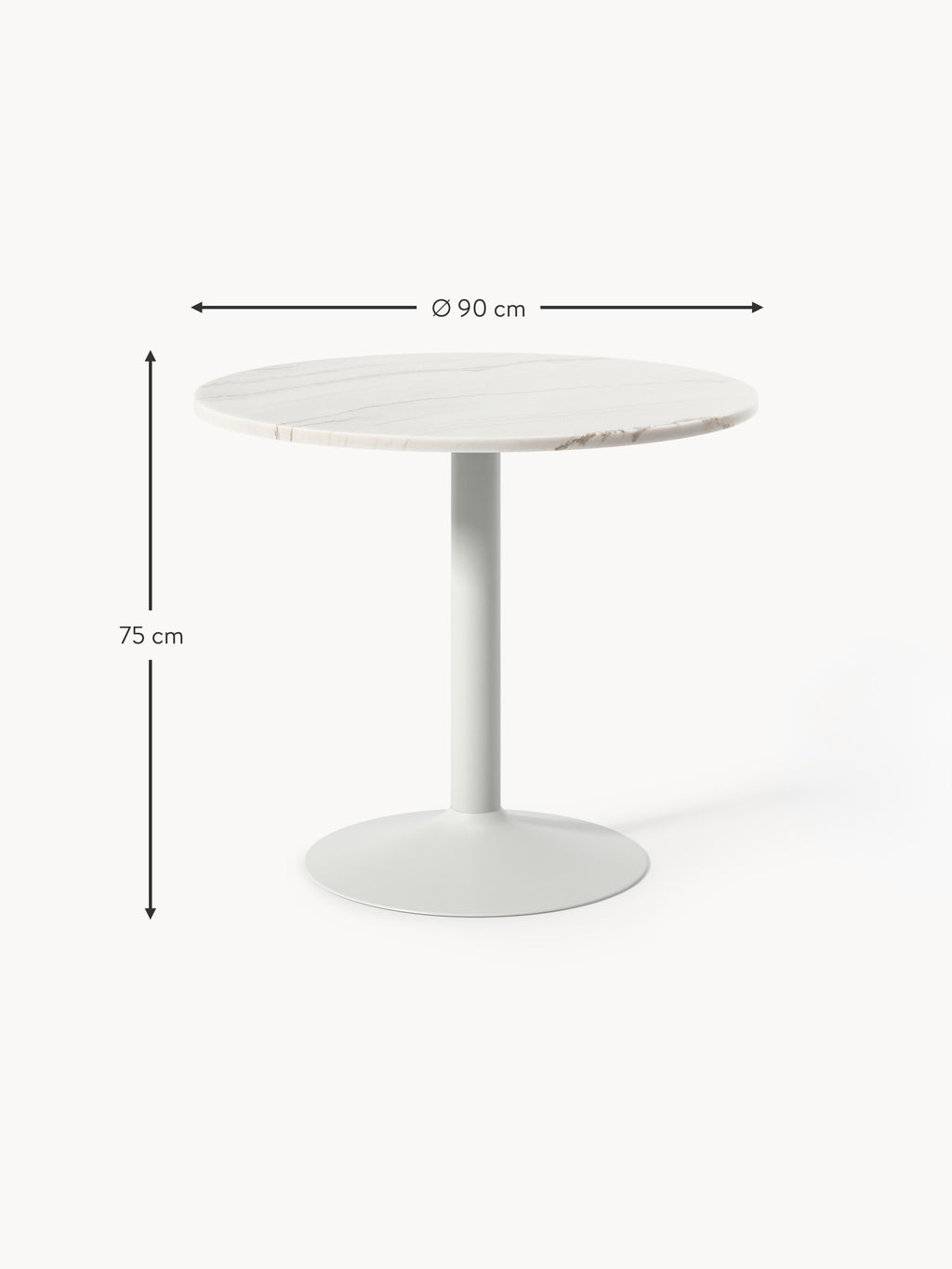 Miley Round Marble Dining Table, Ø 90 cm
