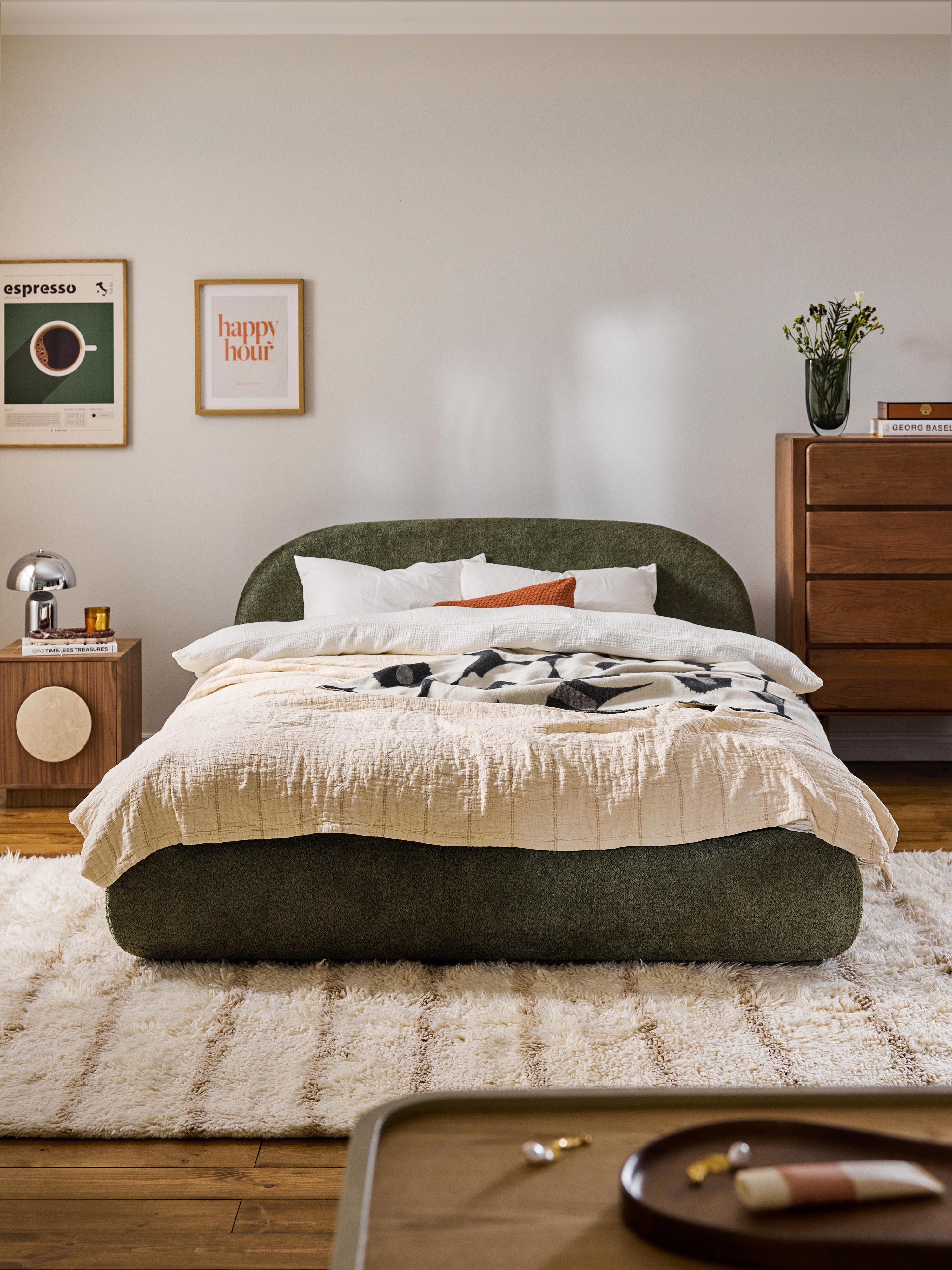 Alba Upholstered Teddy Bouclé Bed