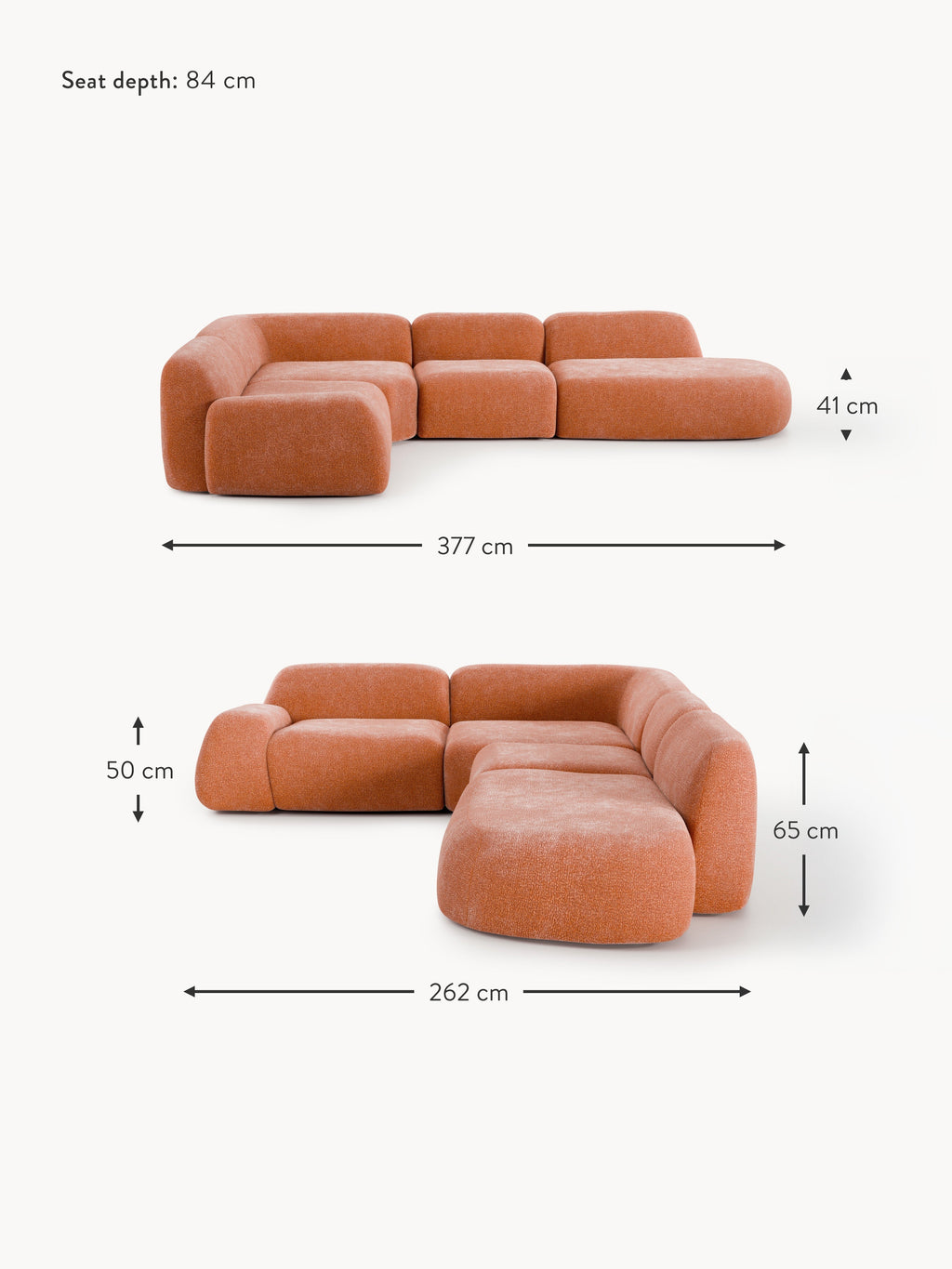 Wolke XL Modular Corner Sofa with Chaise End