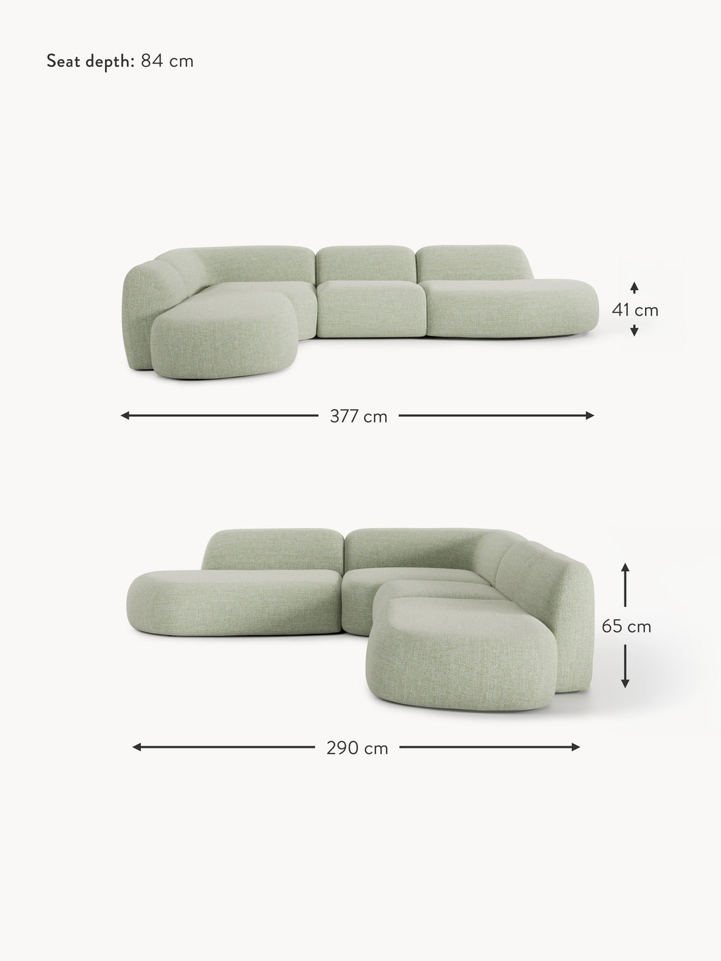 Wolke XL Modular Bouclé Corner Sofa with Chaise Ends