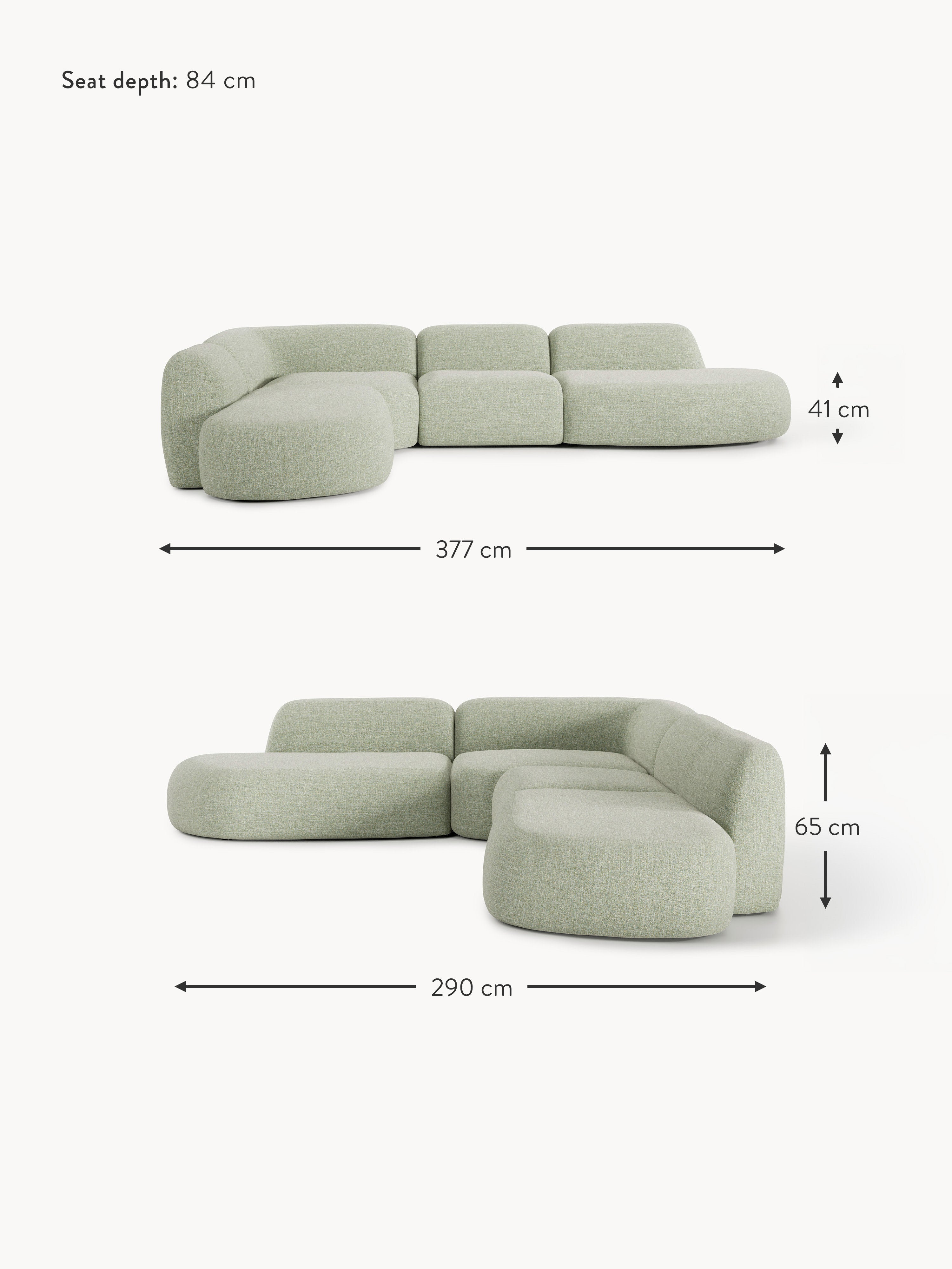 Wolke XL Modular Bouclé Corner Sofa with Chaise Ends