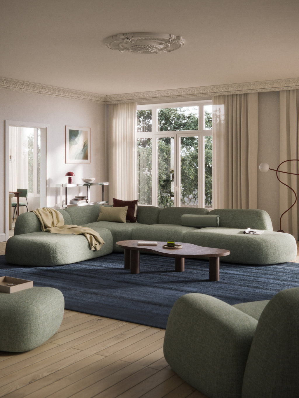 Wolke XL Modular Bouclé Corner Sofa with Chaise Ends