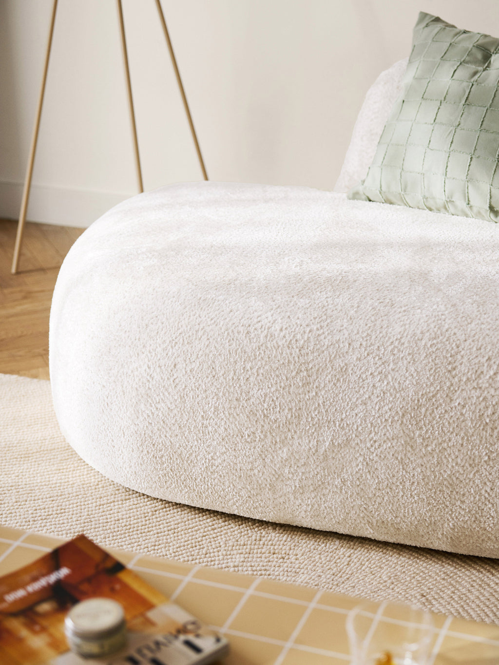 Wolke Teddy Bouclé Sofa (2-seater) with Chaise End