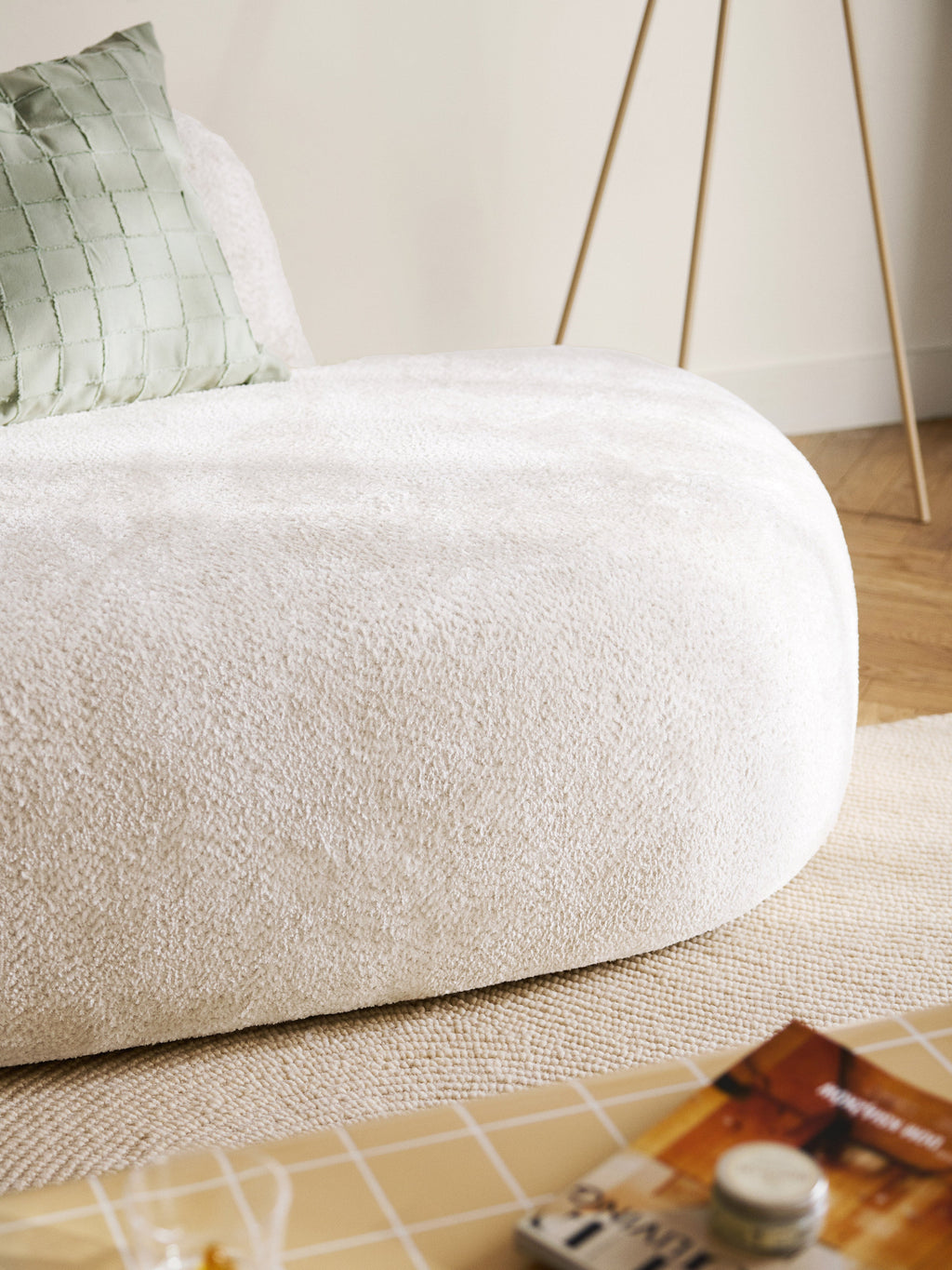 Wolke Teddy Bouclé Sofa (2-seater) with Chaise End