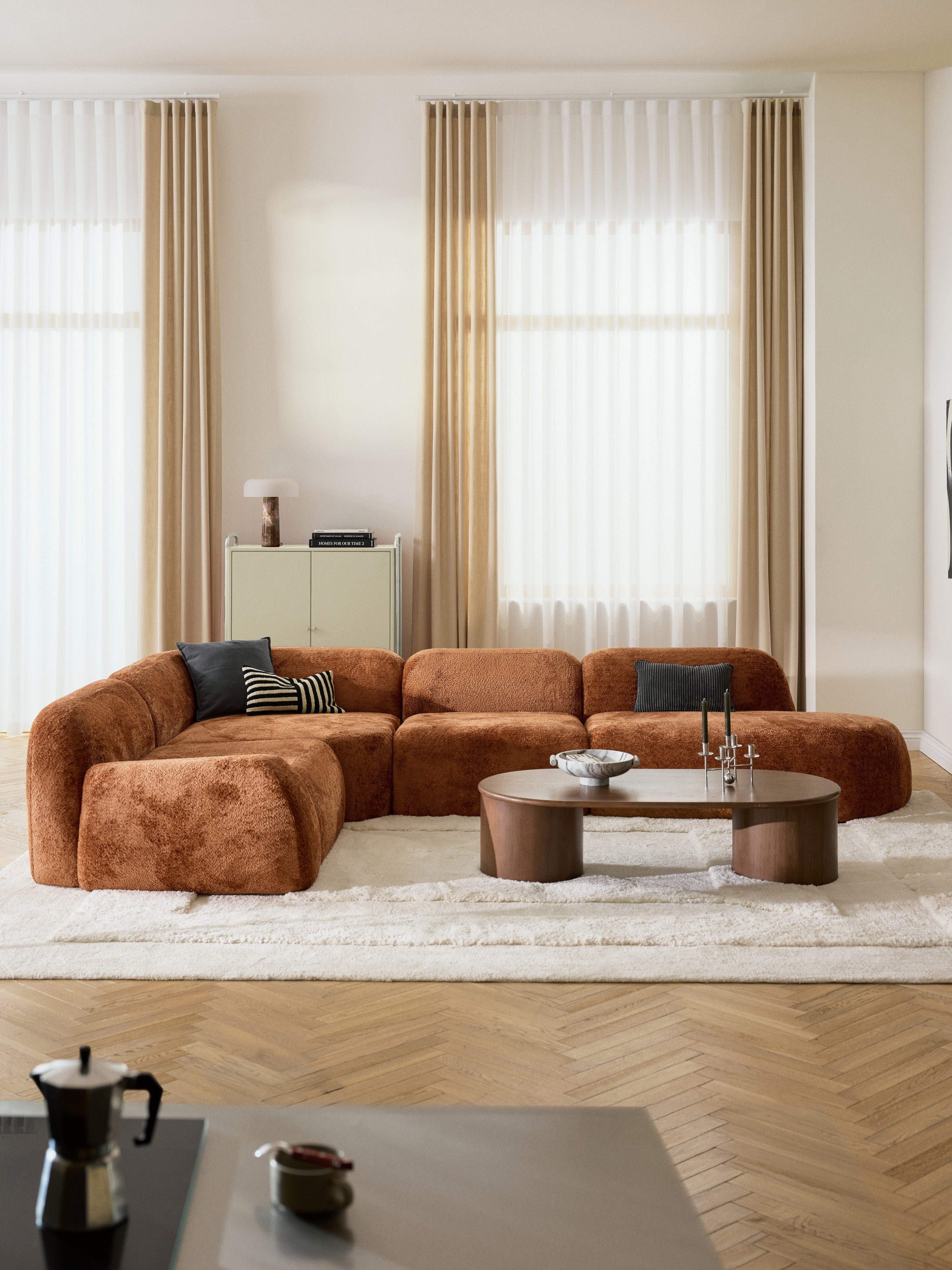 Wolke XL Modular Teddy Bouclé Corner Sofa with Chaise End