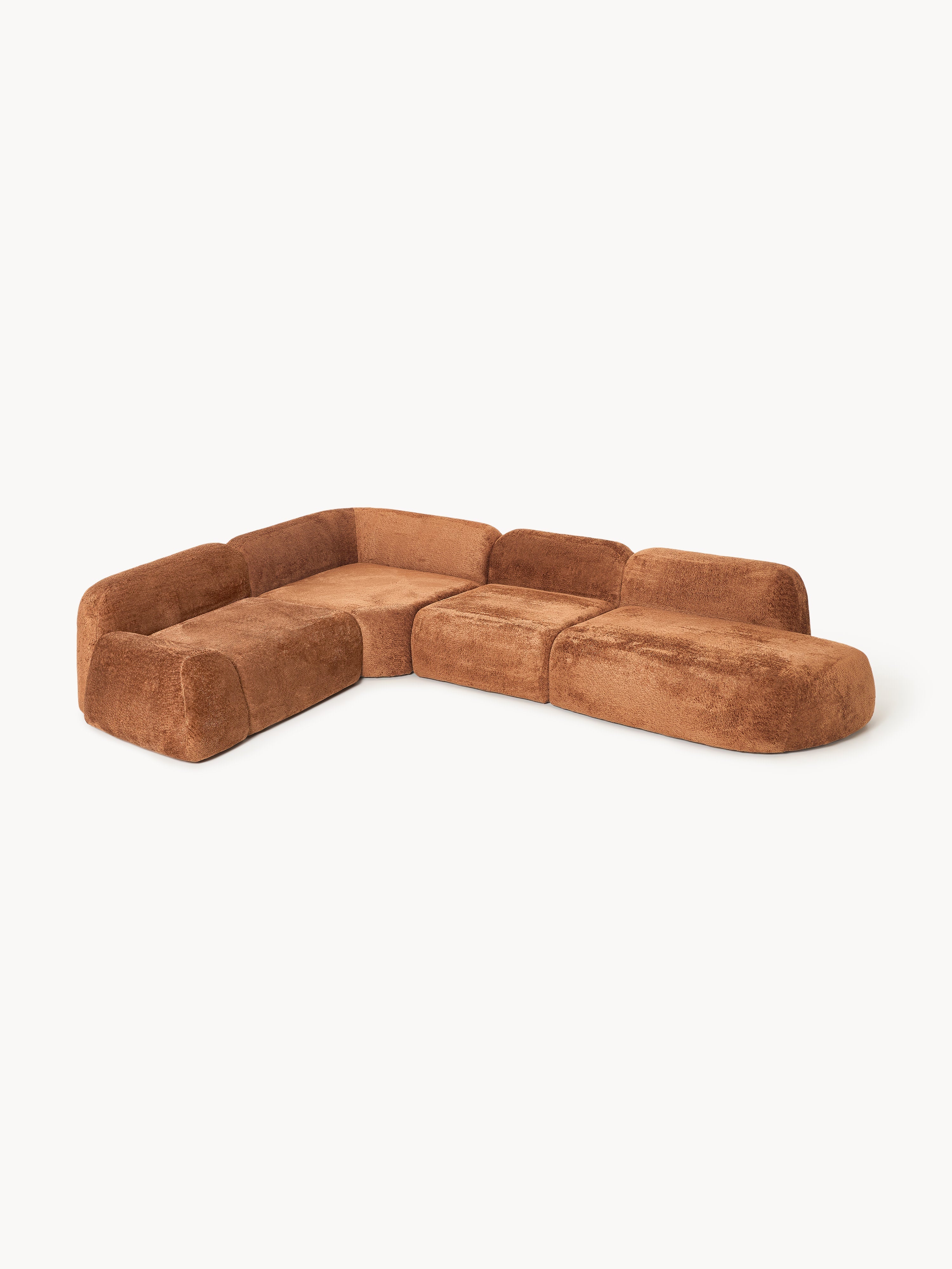 Wolke XL Modular Teddy Bouclé Corner Sofa with Chaise End