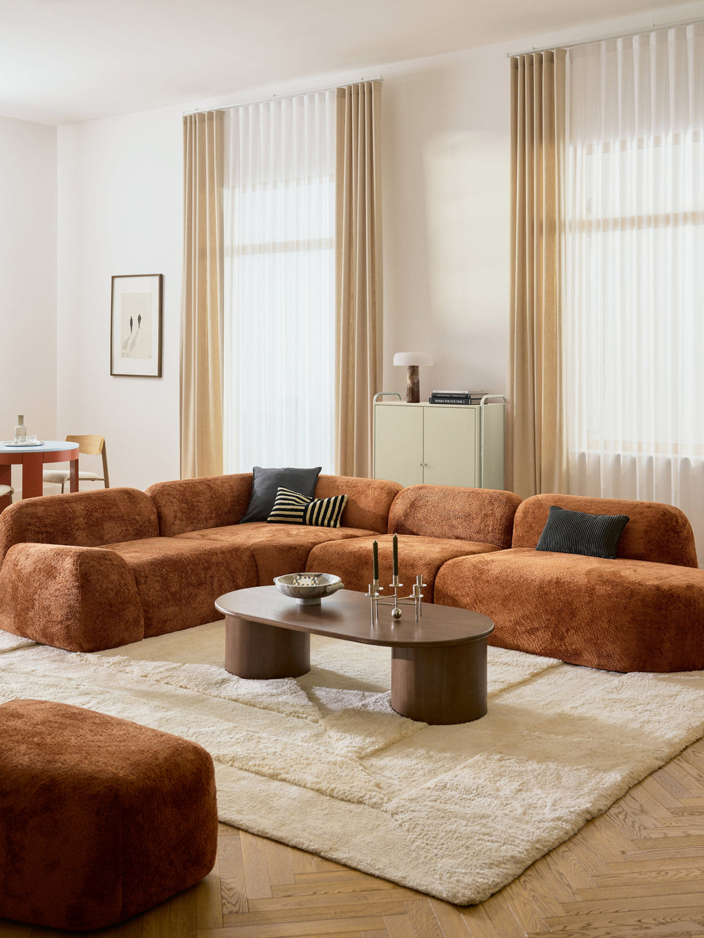 Wolke XL Modular Teddy Bouclé Corner Sofa with Chaise End