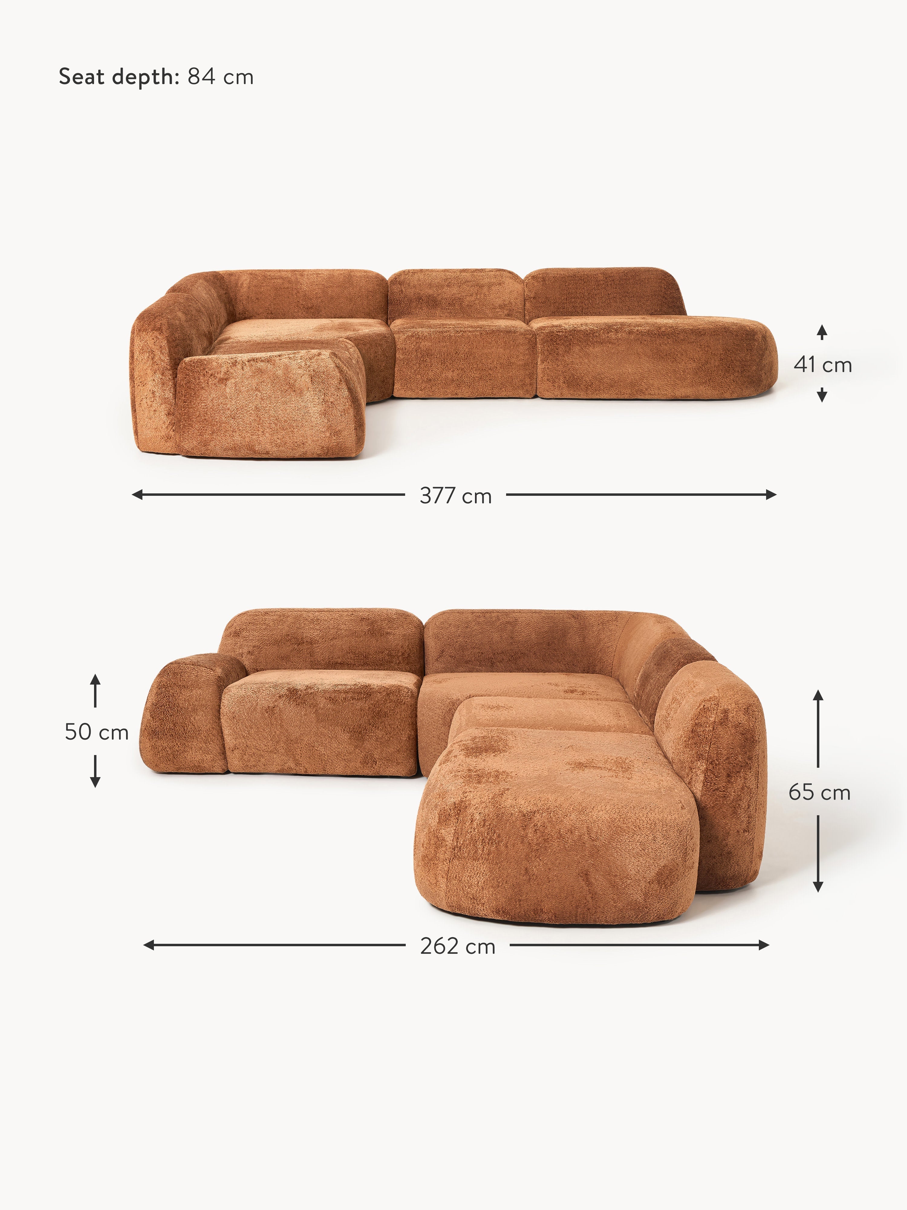 Wolke XL Modular Teddy Bouclé Corner Sofa with Chaise End