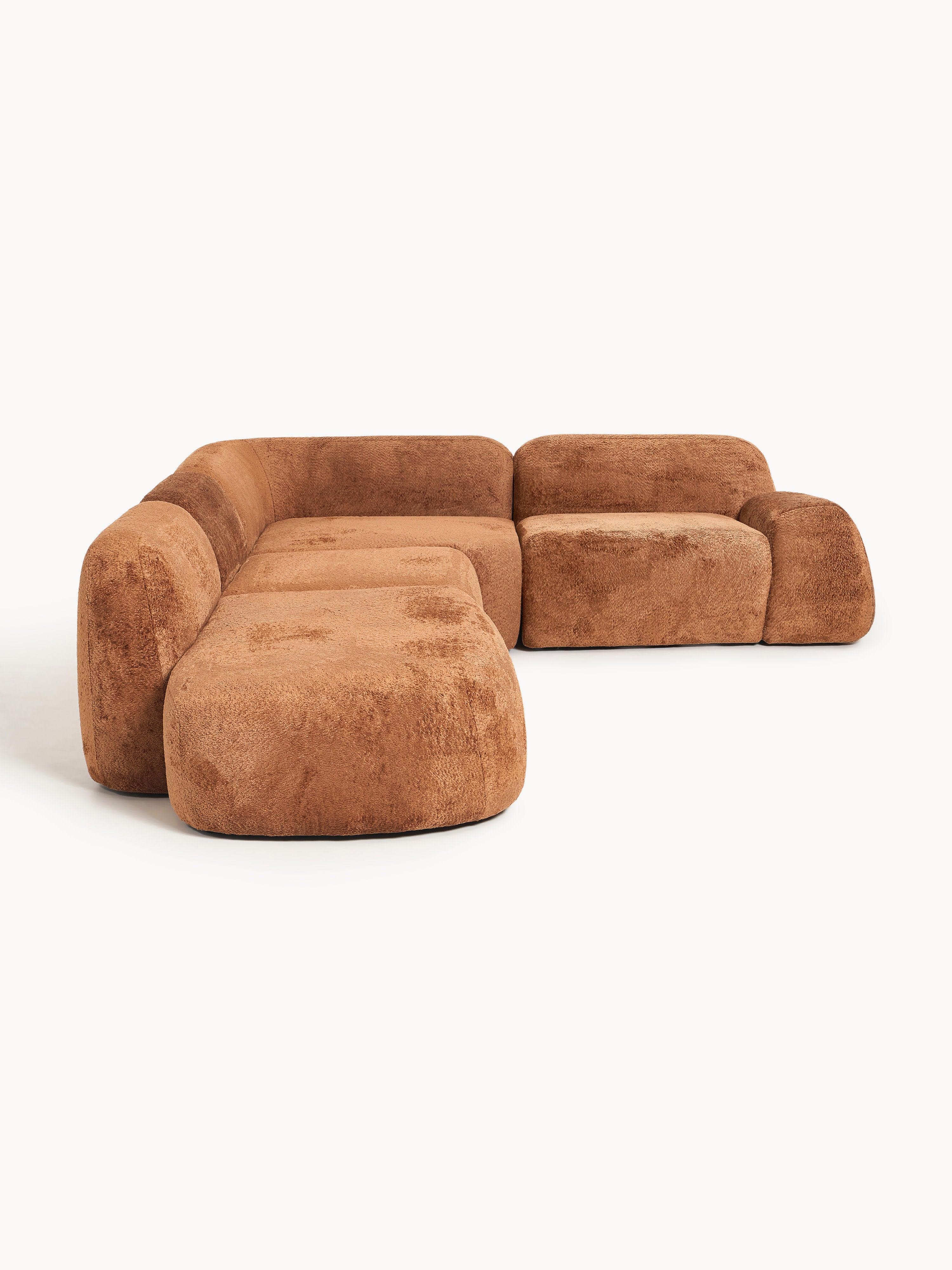 Wolke XL Modular Teddy Bouclé Corner Sofa with Chaise End