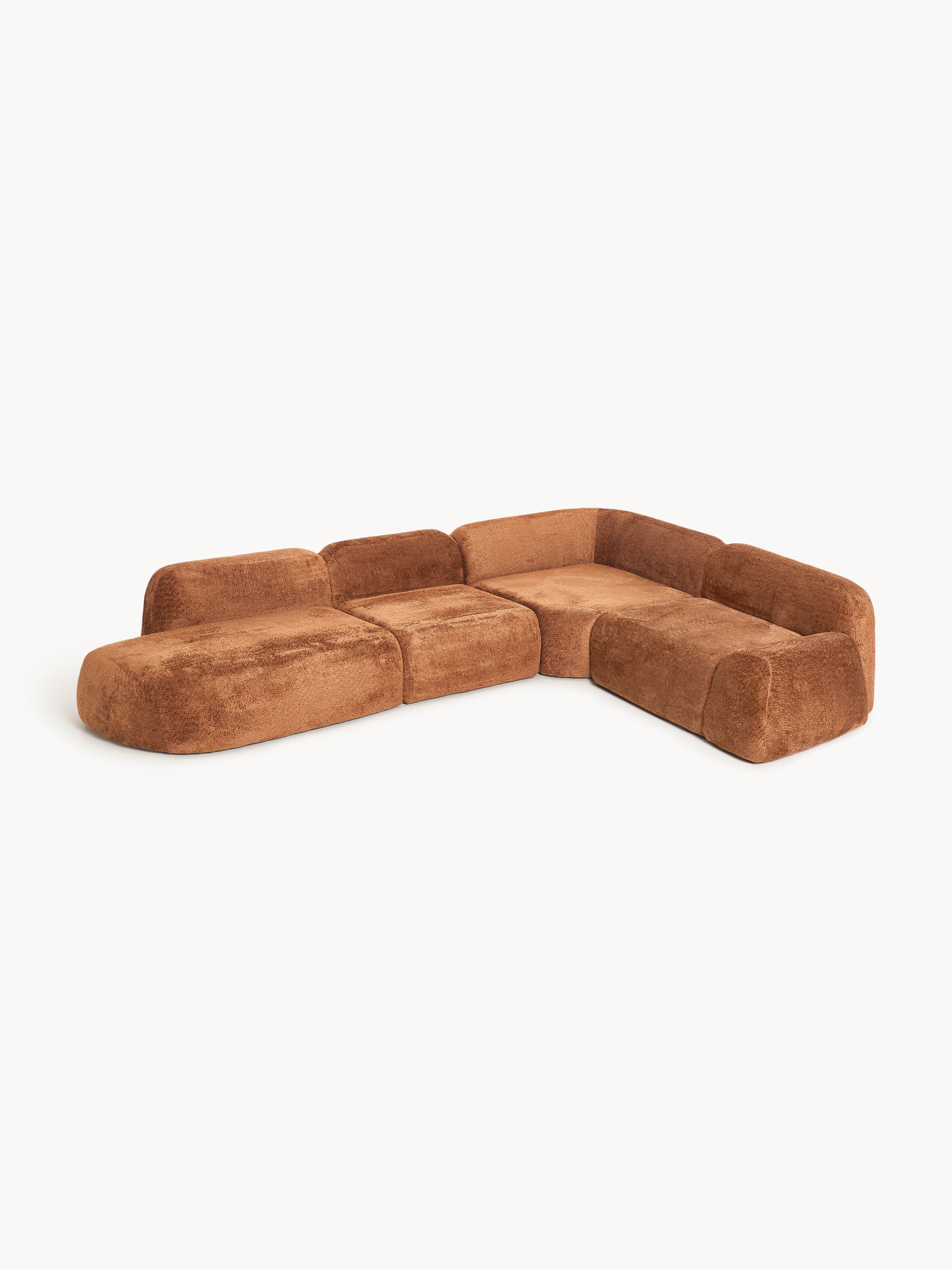 Wolke XL Modular Teddy Bouclé Corner Sofa with Chaise End