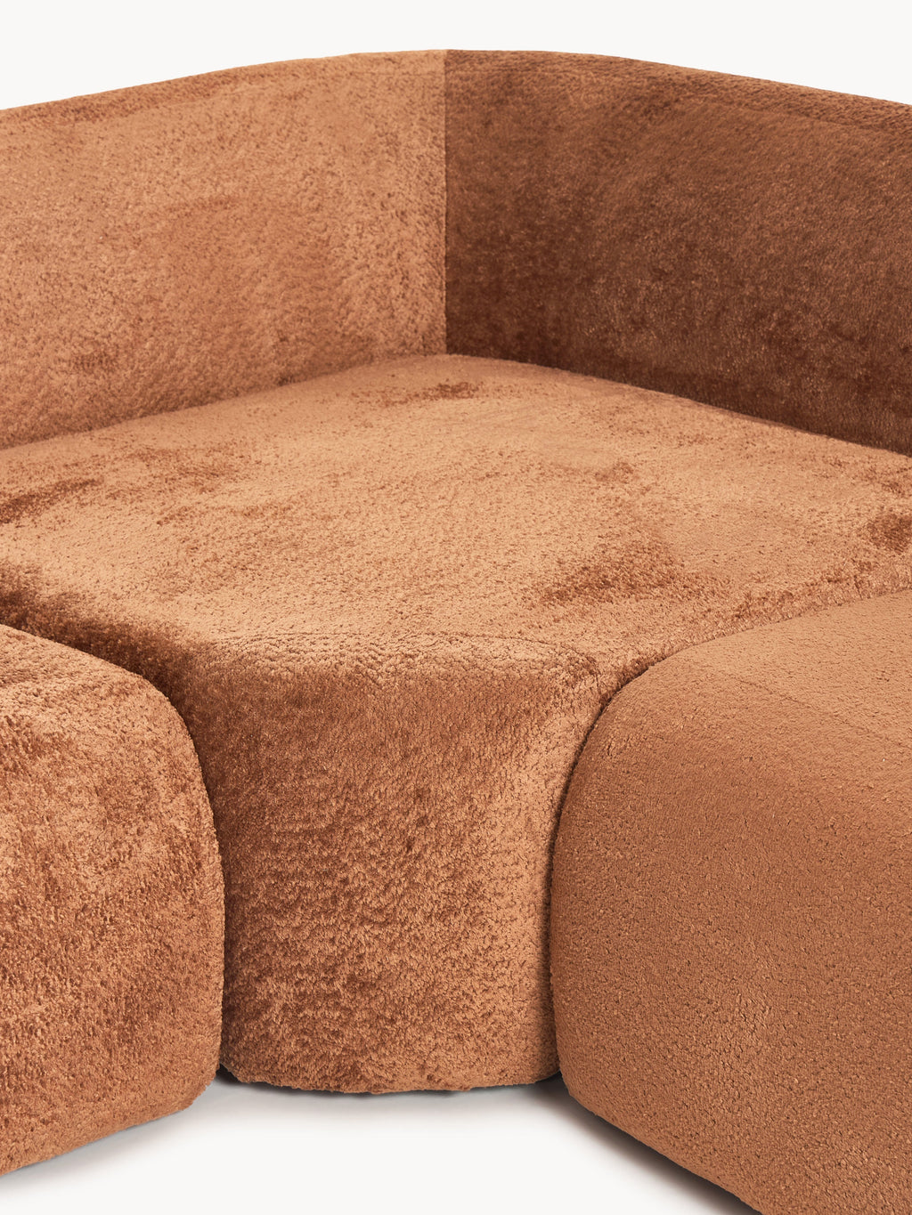 Wolke XL Modular Teddy Bouclé Corner Sofa with Chaise End