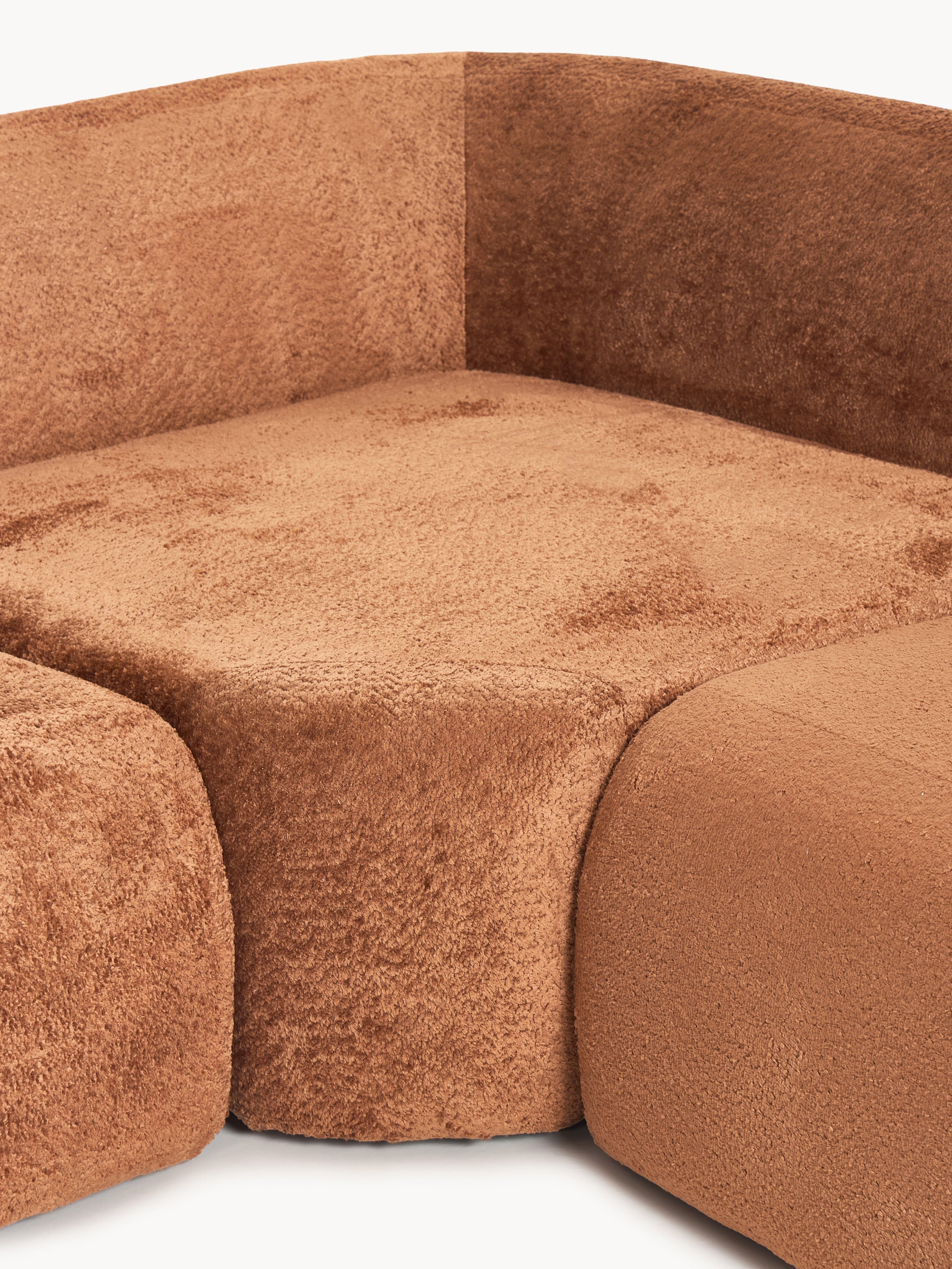 Wolke XL Modular Teddy Bouclé Corner Sofa with Chaise End