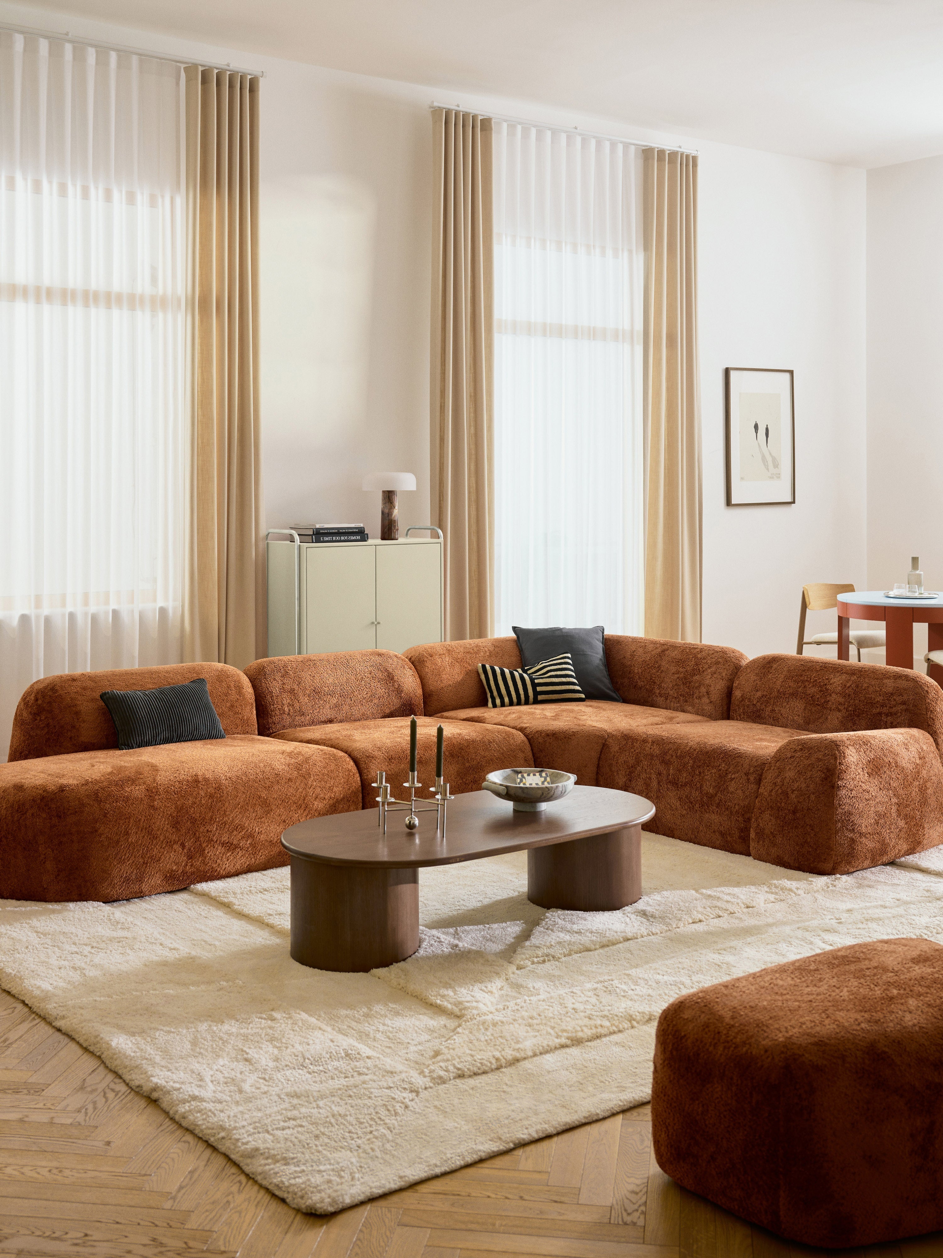 Wolke XL Modular Teddy Bouclé Corner Sofa with Chaise End