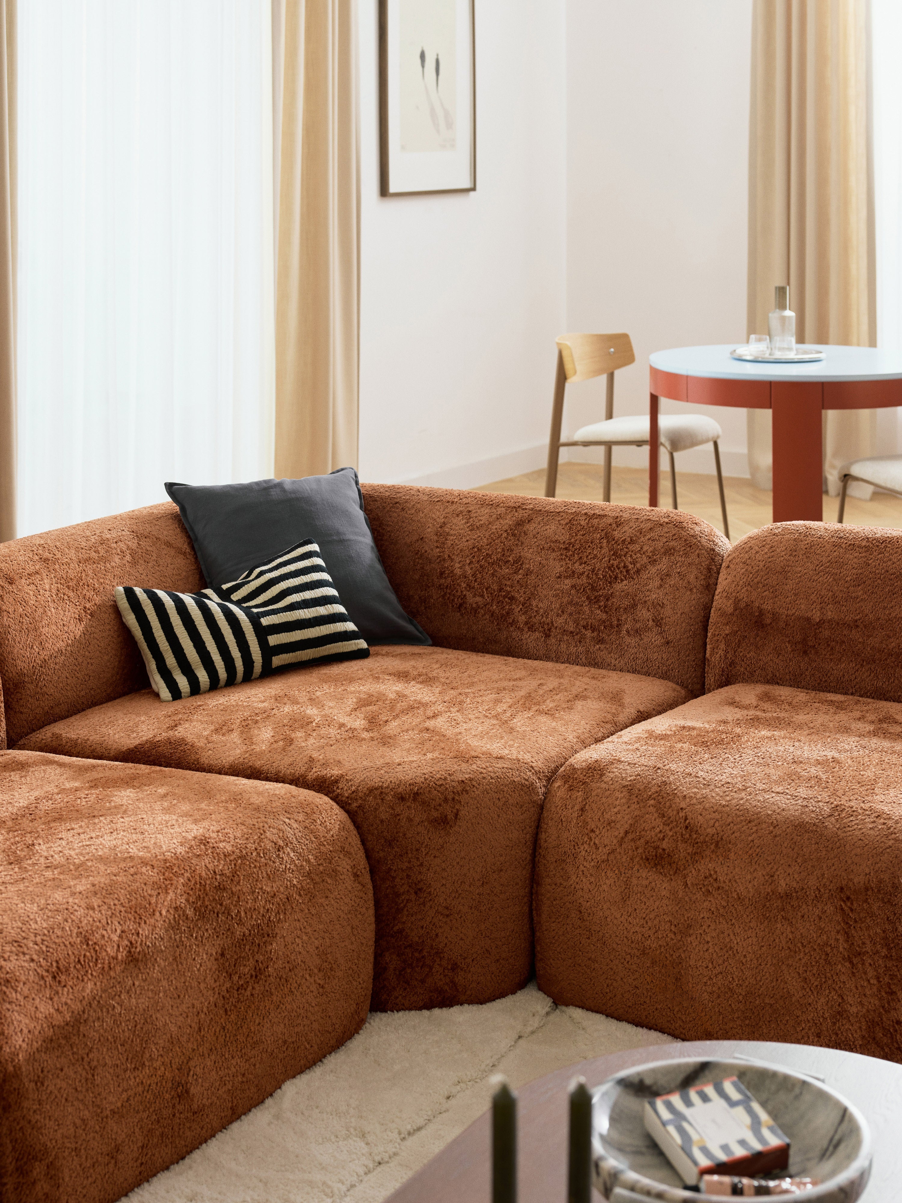 Wolke XL Modular Teddy Bouclé Corner Sofa with Chaise End