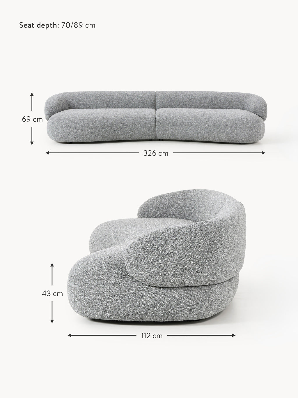 Alba Bouclé Sofa (4-seater)