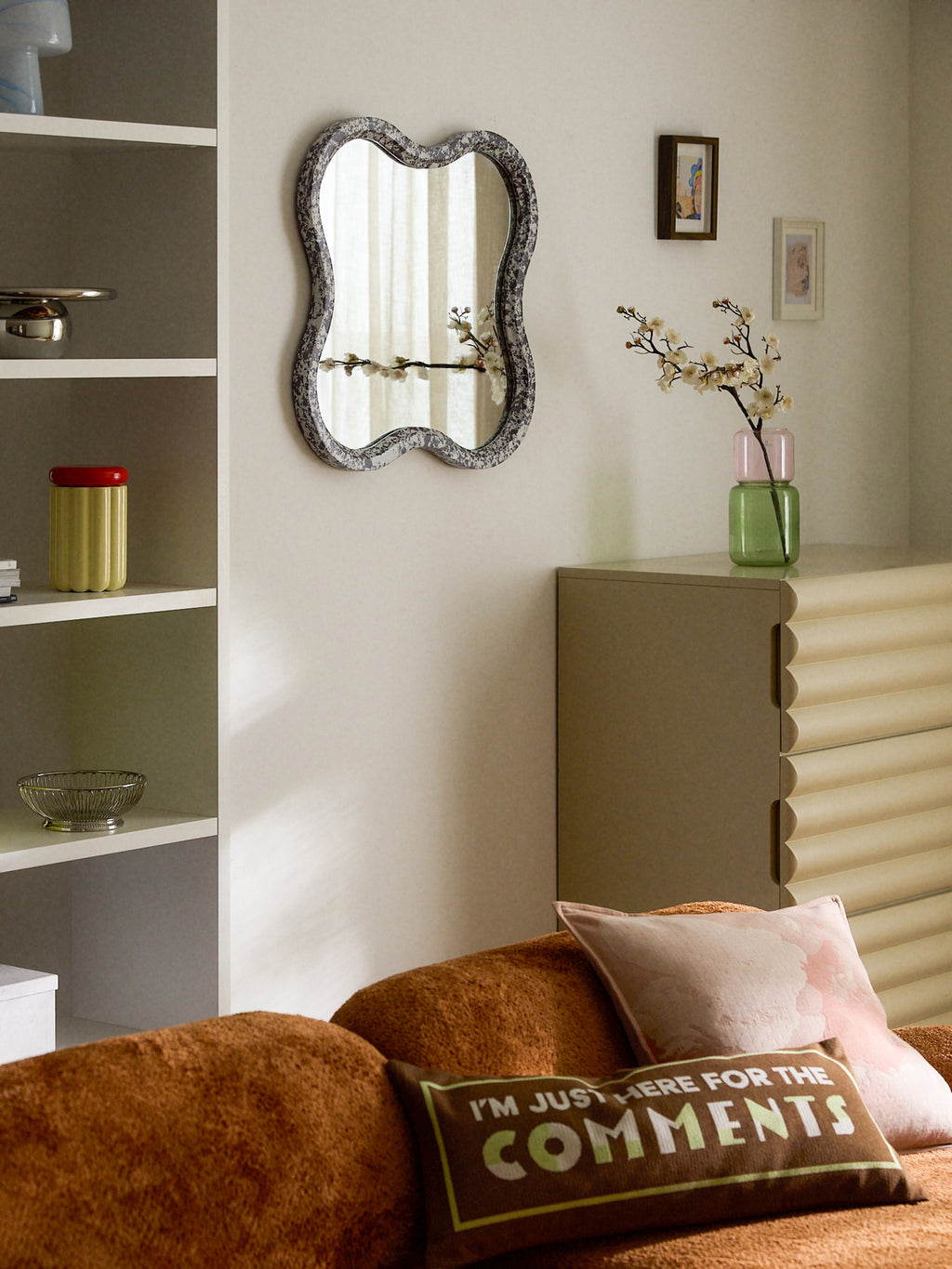 Elara Wall Mirror with Engineered Marble Frame