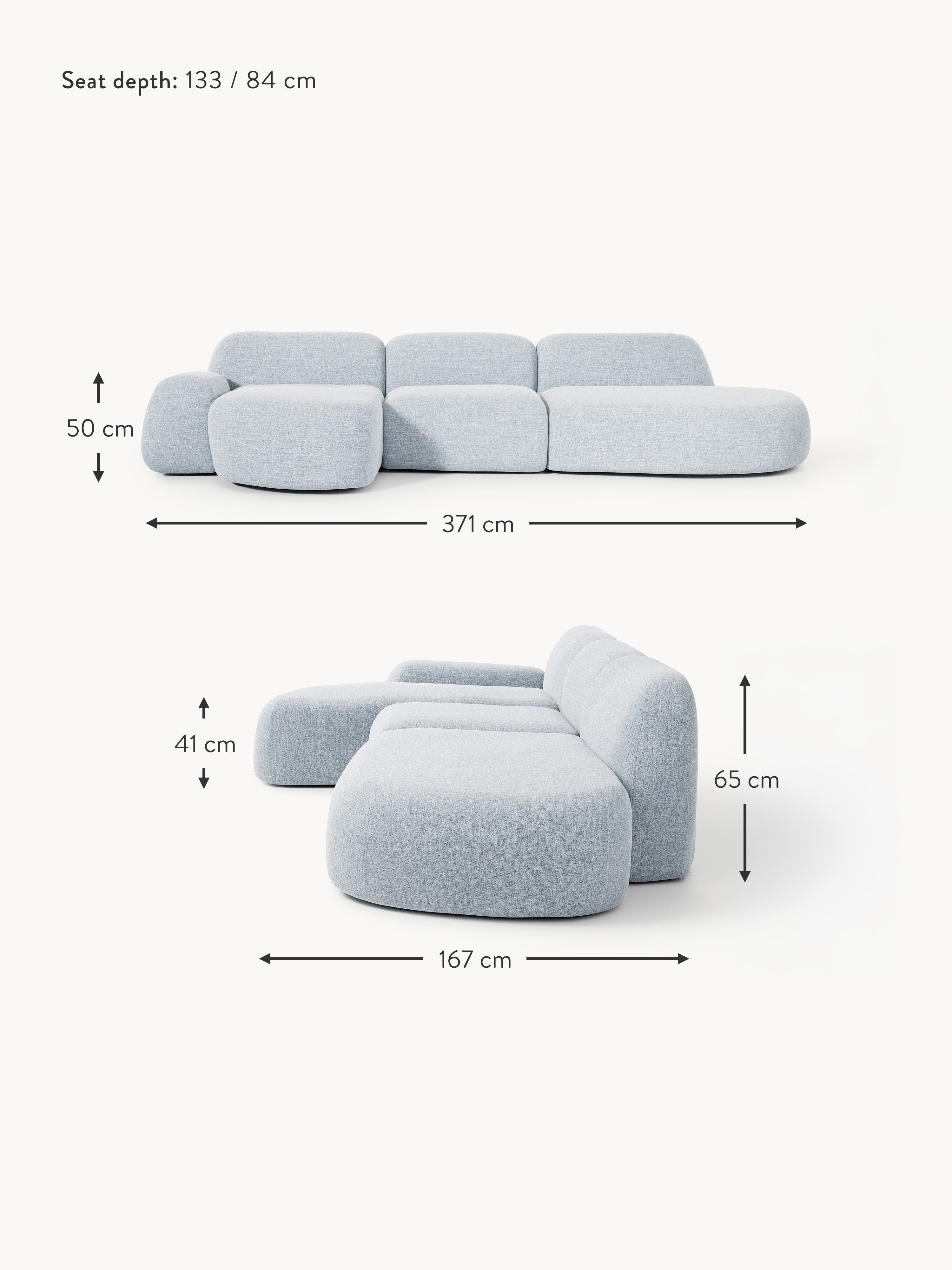 Wolke Modular Bouclé Corner Sofa (4-seater) with Chaise End
