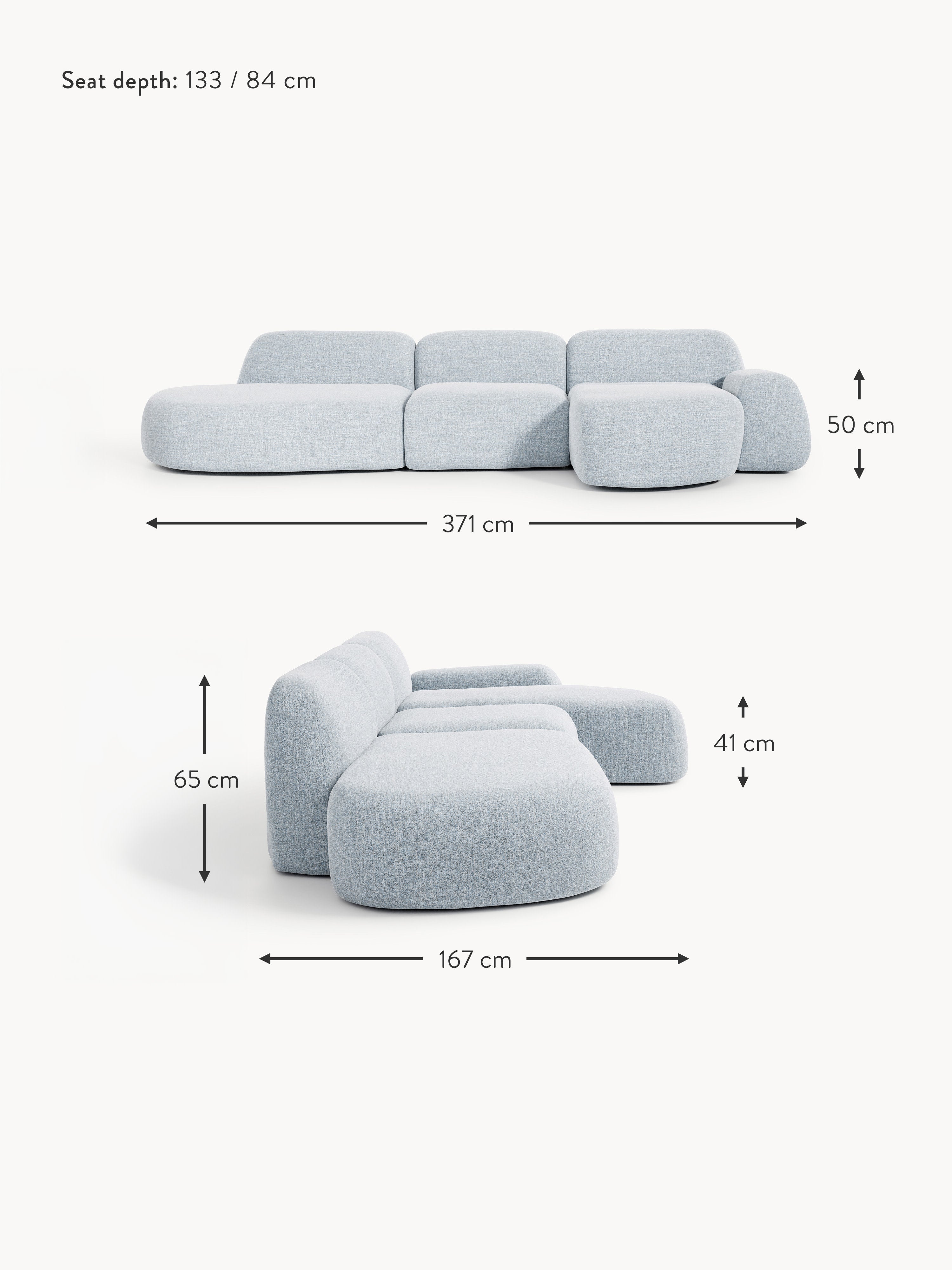 Wolke Modular Bouclé Corner Sofa (4-seater) with Chaise End