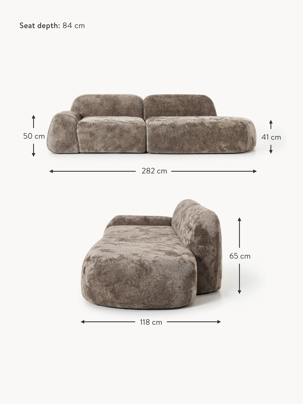 Wolke Modular Teddy Bouclé Chaise (3-seater)