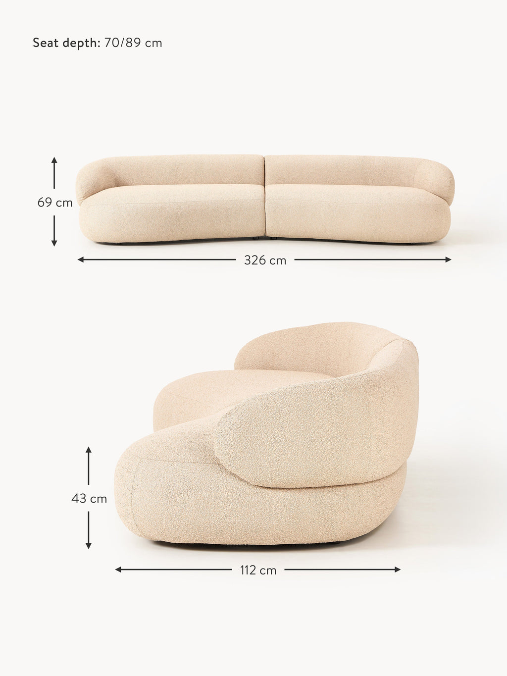 Alba Bouclé Sofa (4-seater)