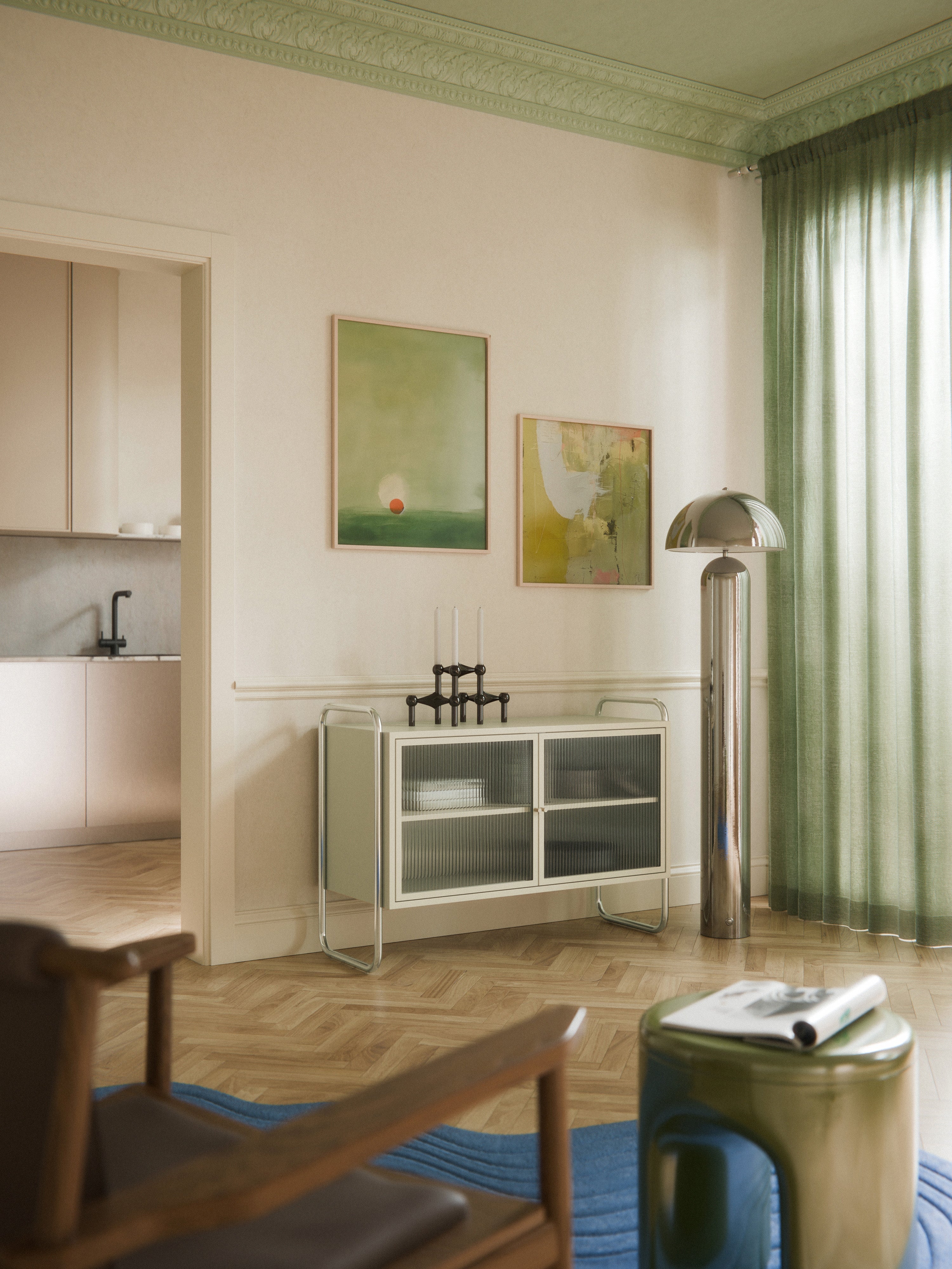 Robyn Metal Sideboard with Glass Front