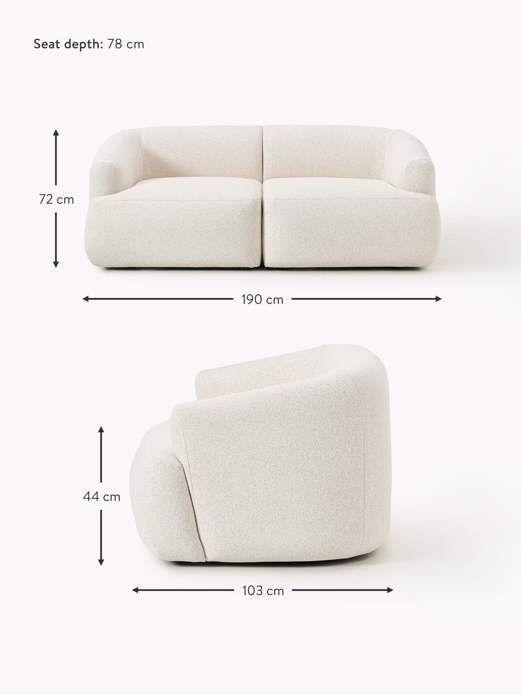 Sofia Modular Bouclé Sofa (2-seater)