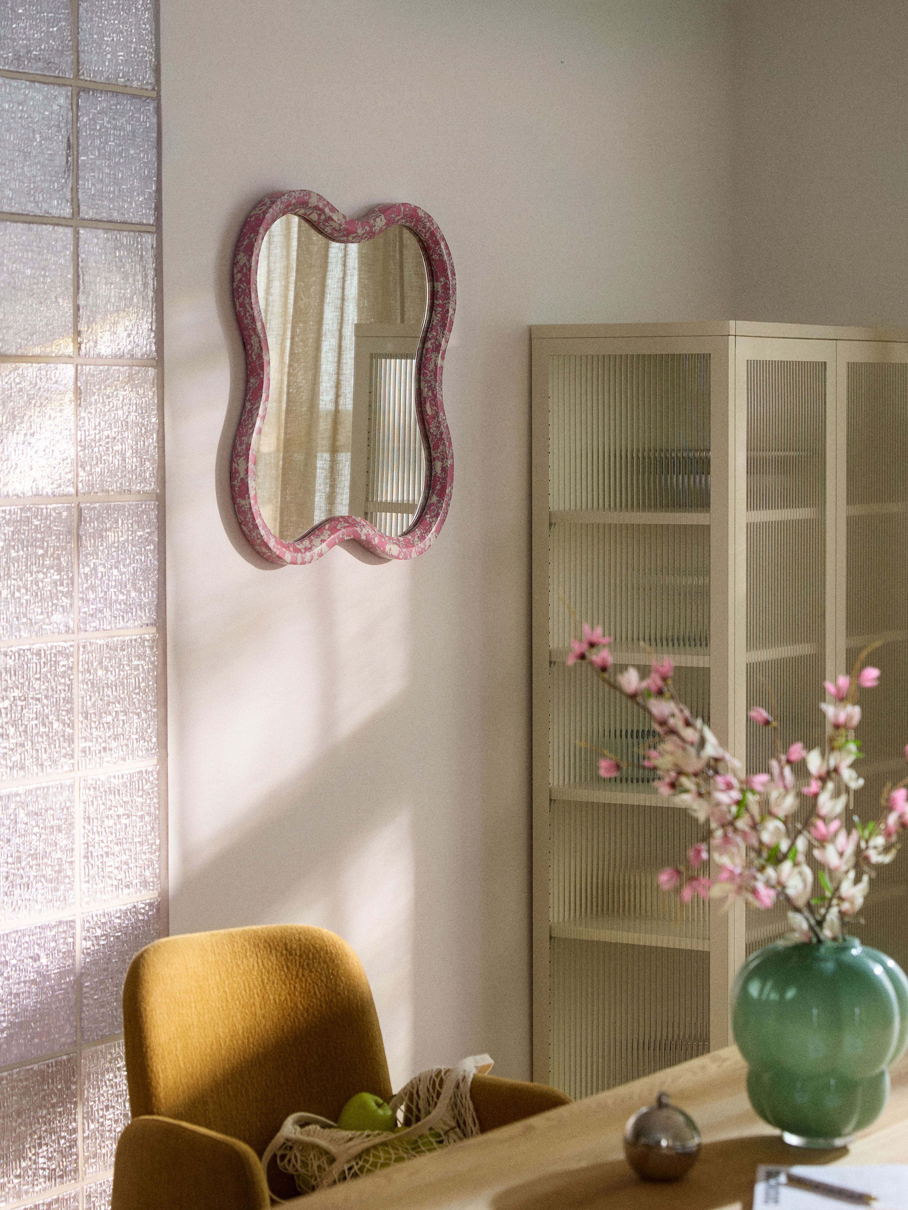 Elara Wall Mirror with Engineered Marble Frame