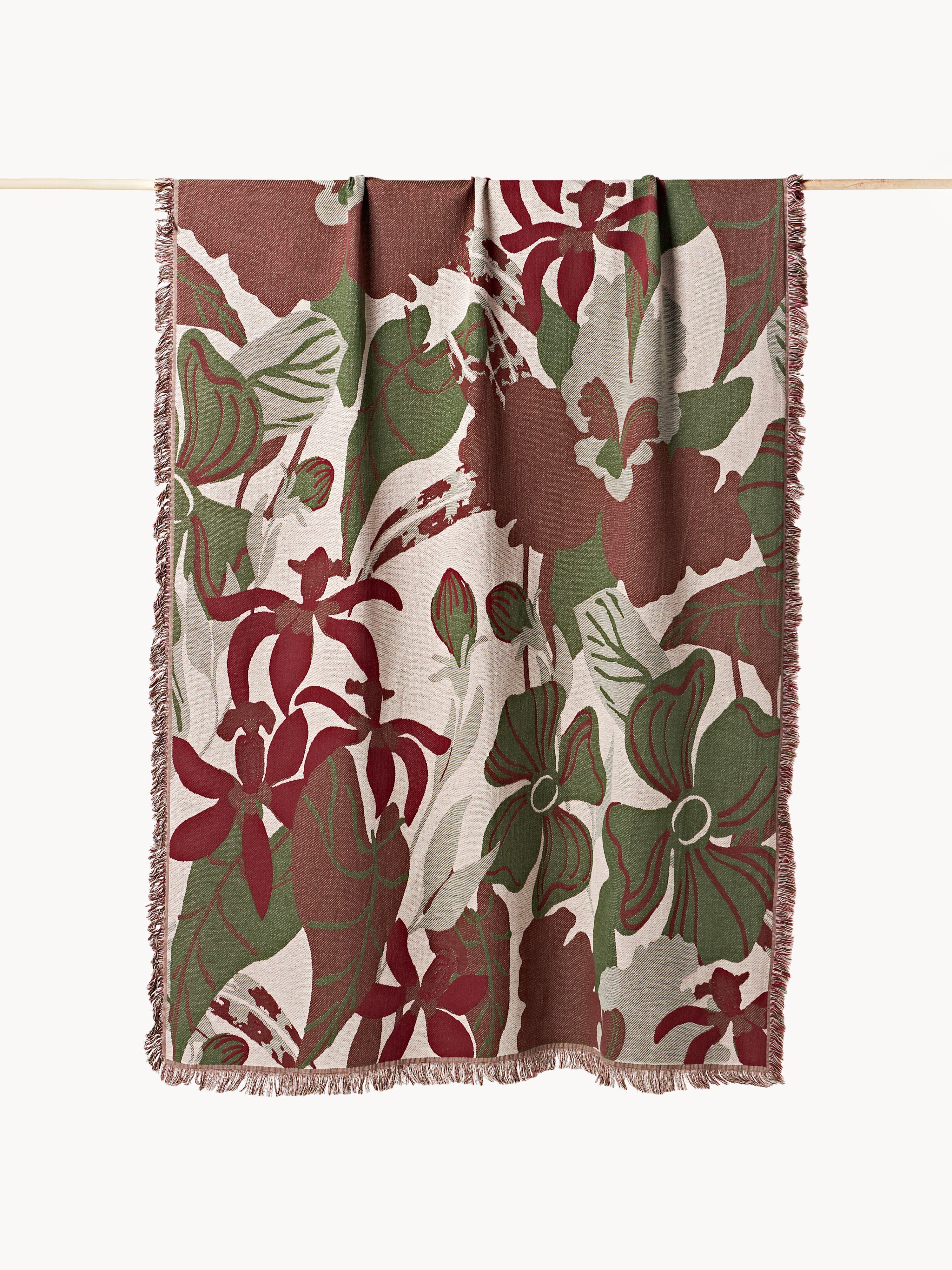 Rosha Wool Rug with Stitched Flower Pattern