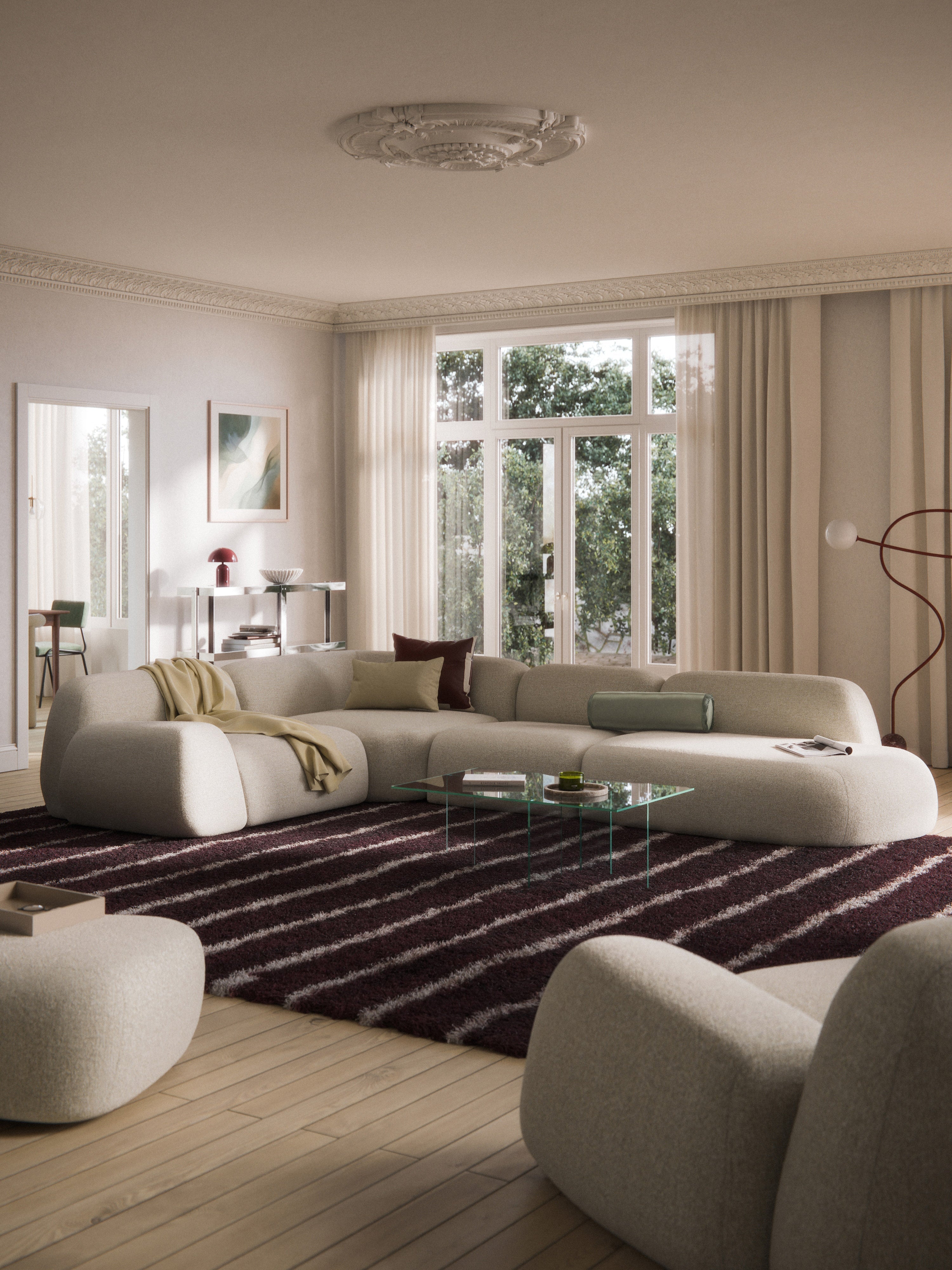 Wolke XL Modular Bouclé Corner Sofa with Chaise End