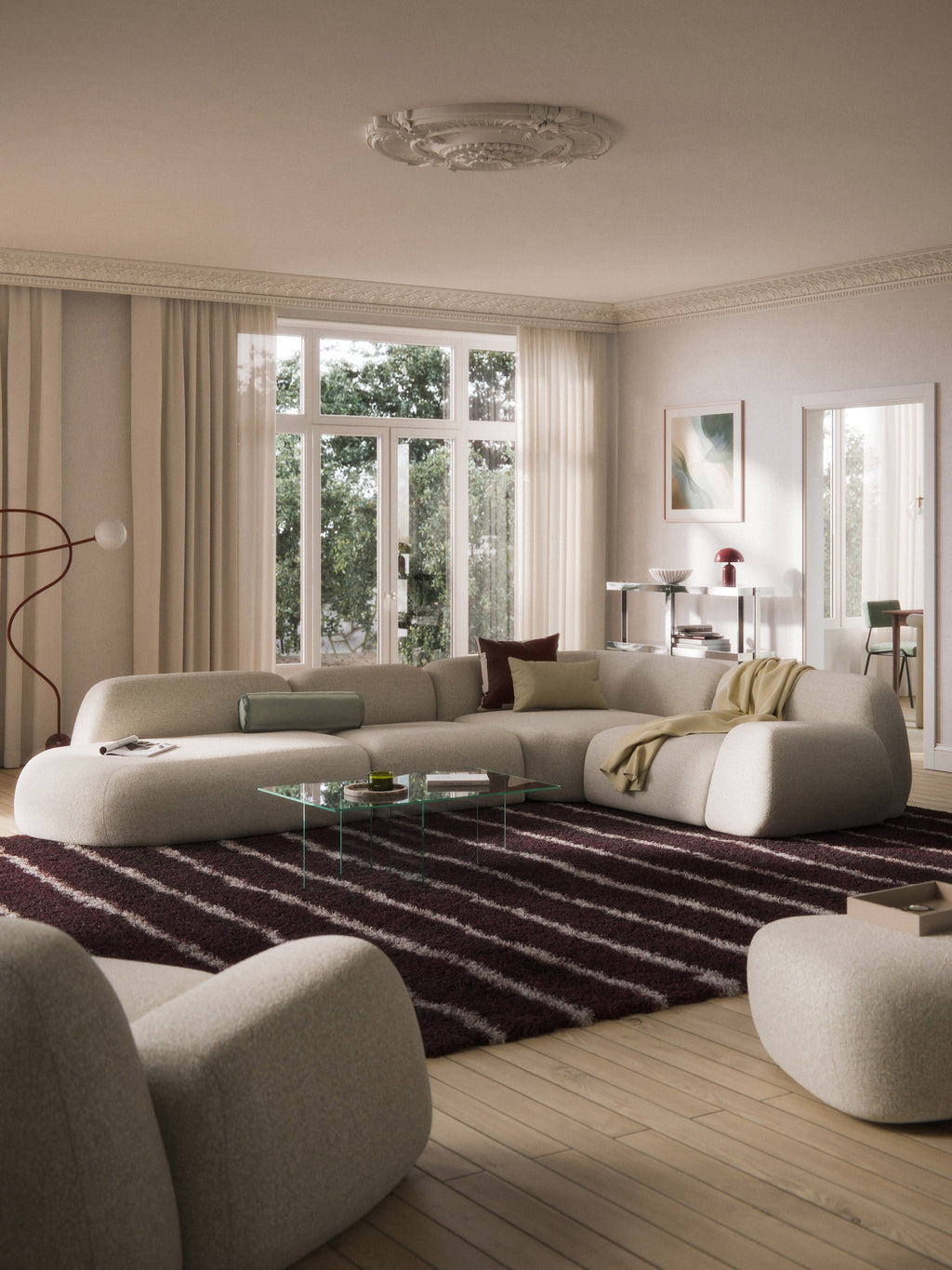 Wolke XL Modular Bouclé Corner Sofa with Chaise End