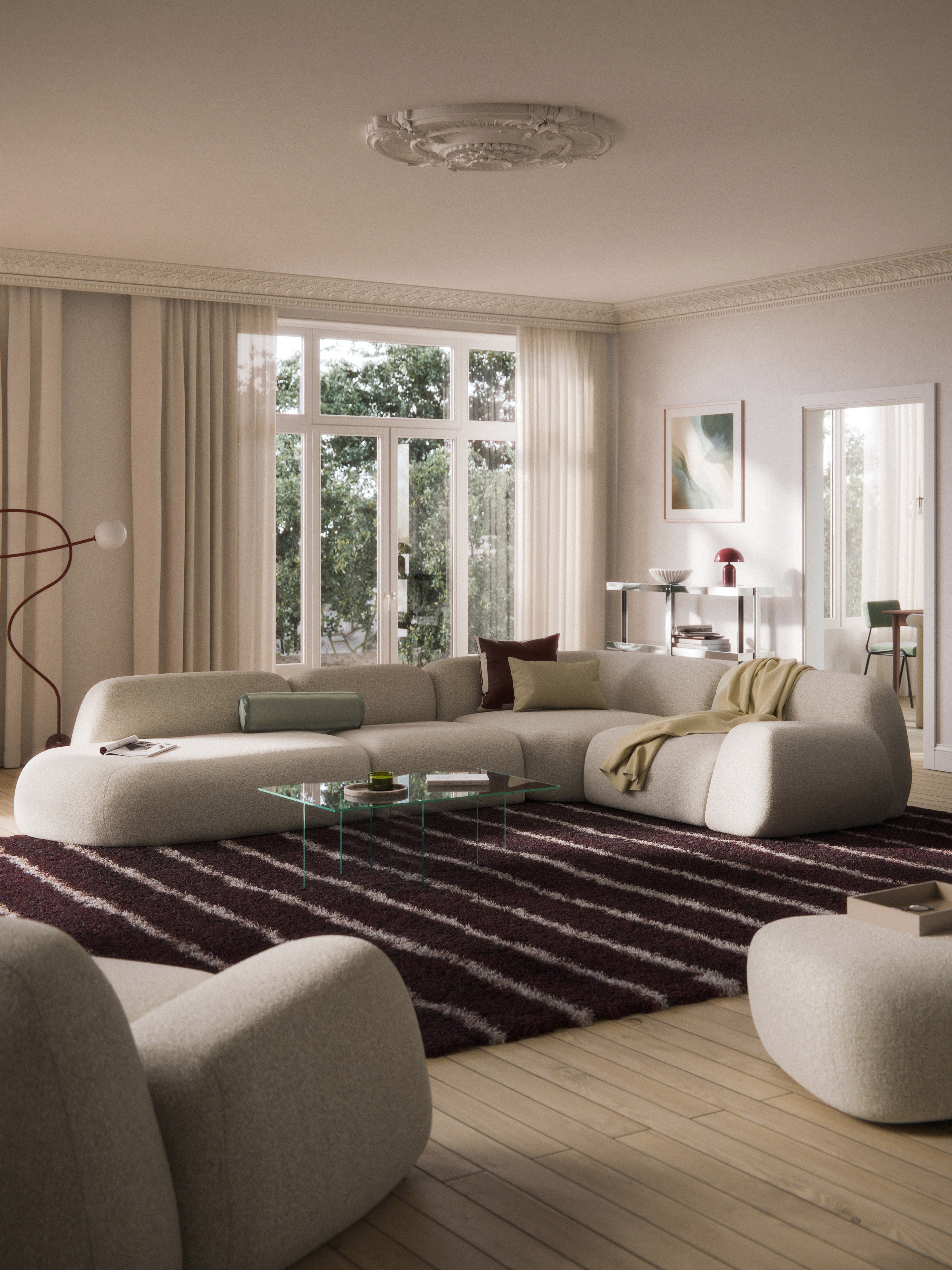 Wolke XL Modular Bouclé Corner Sofa with Chaise End