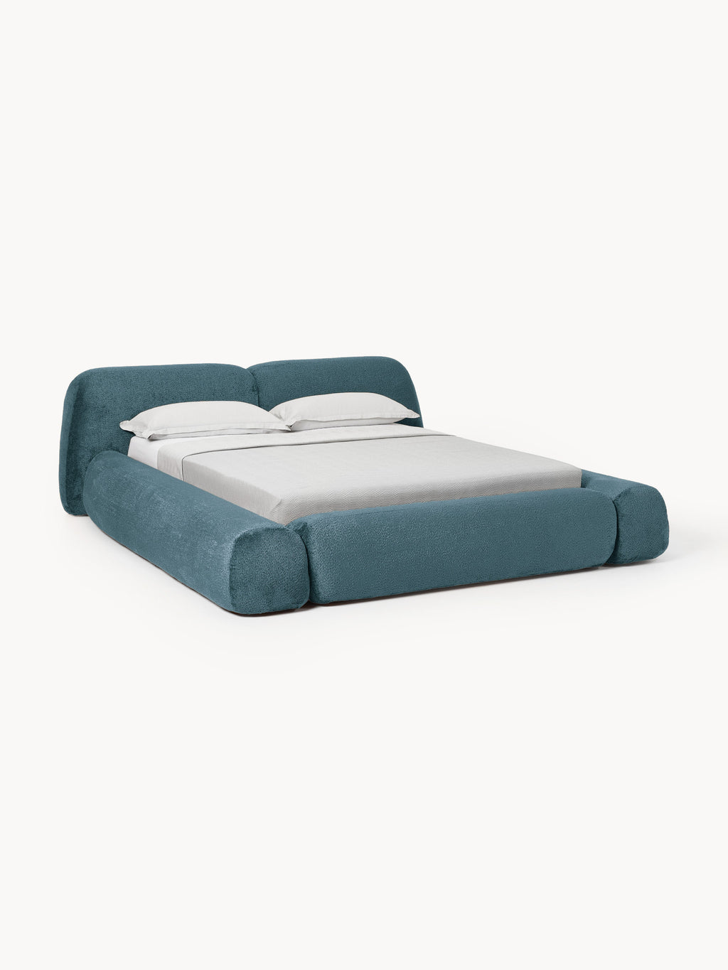 Gallery image 1 - Upholstered Teddy Bouclé Bed Wolke with Storage