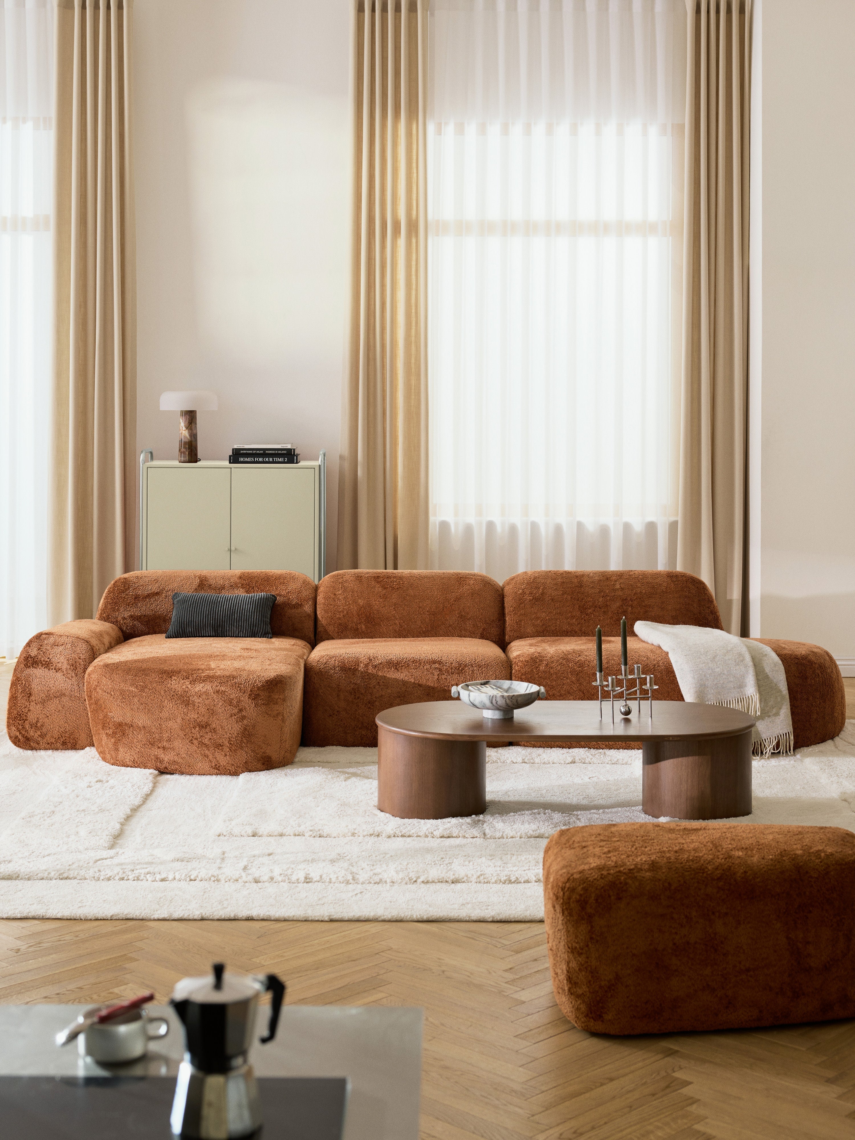 Wolke Modular Teddy Bouclé Corner Sofa (4-seater) with Chaise End