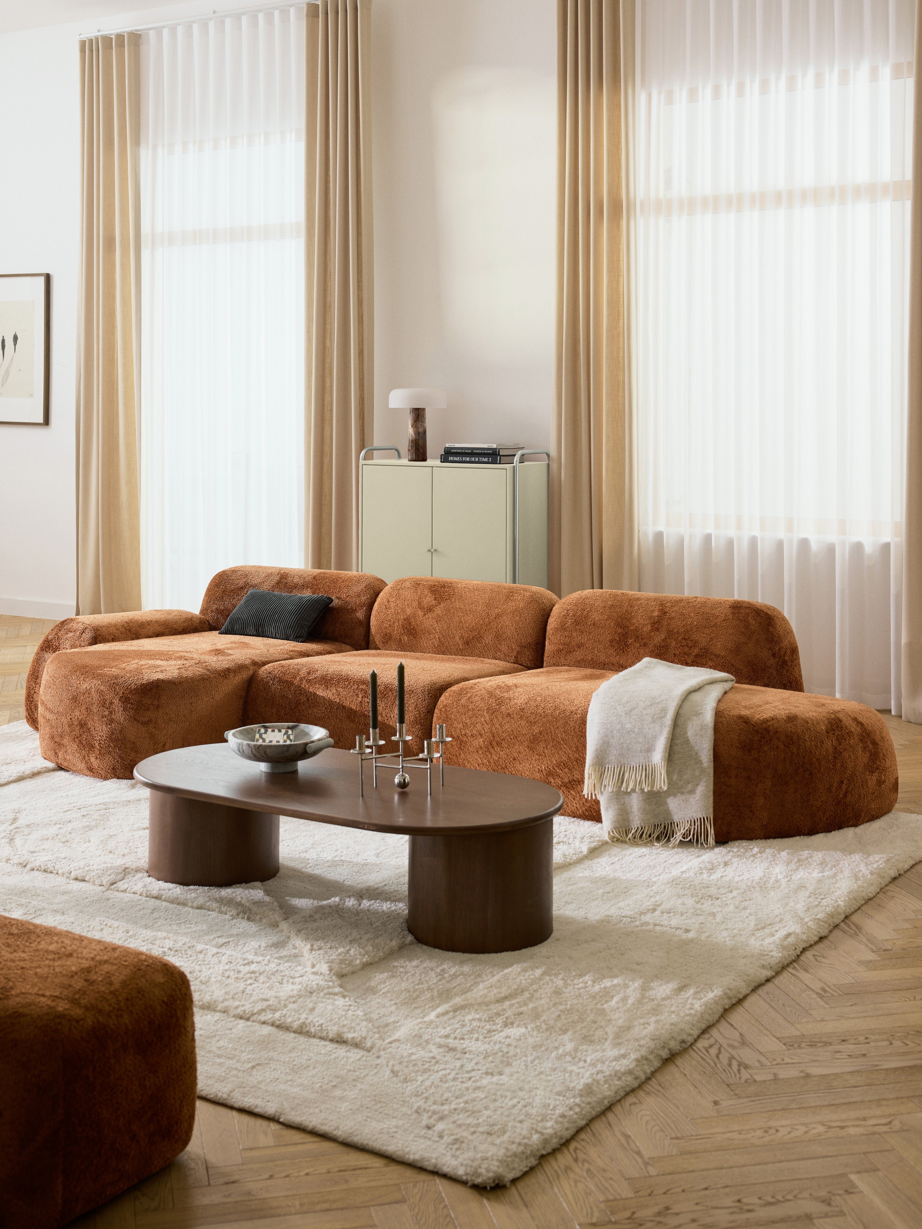 Wolke Modular Teddy Bouclé Corner Sofa (4-seater) with Chaise End