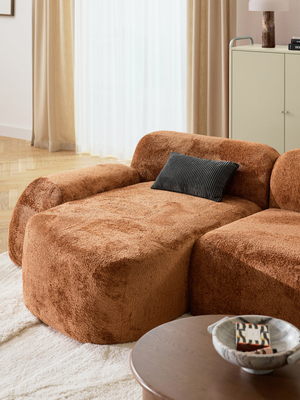 Wolke Modular Teddy Bouclé Corner Sofa (4-seater) with Chaise End