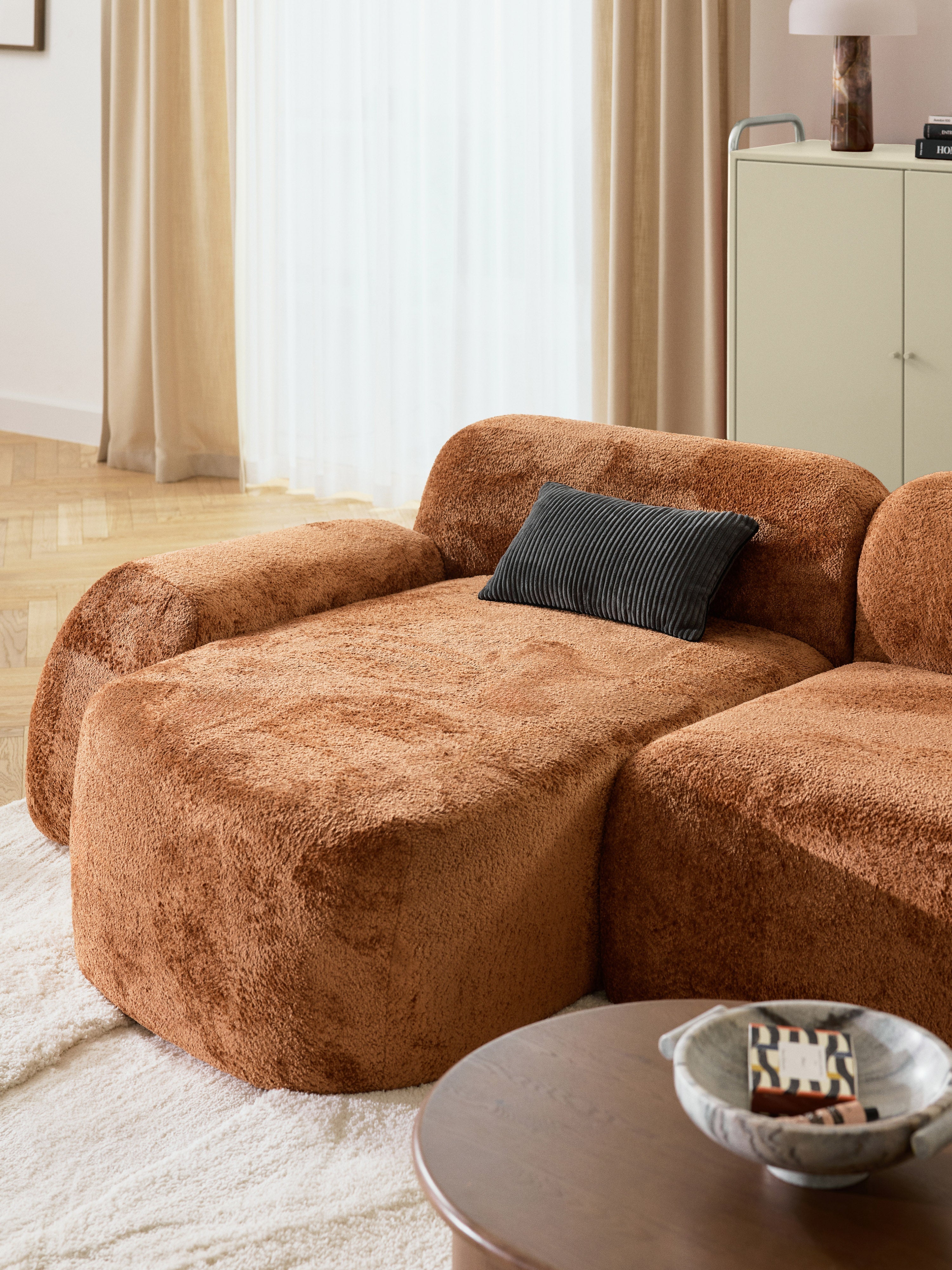 Wolke Modular Teddy Bouclé Corner Sofa (4-seater) with Chaise End