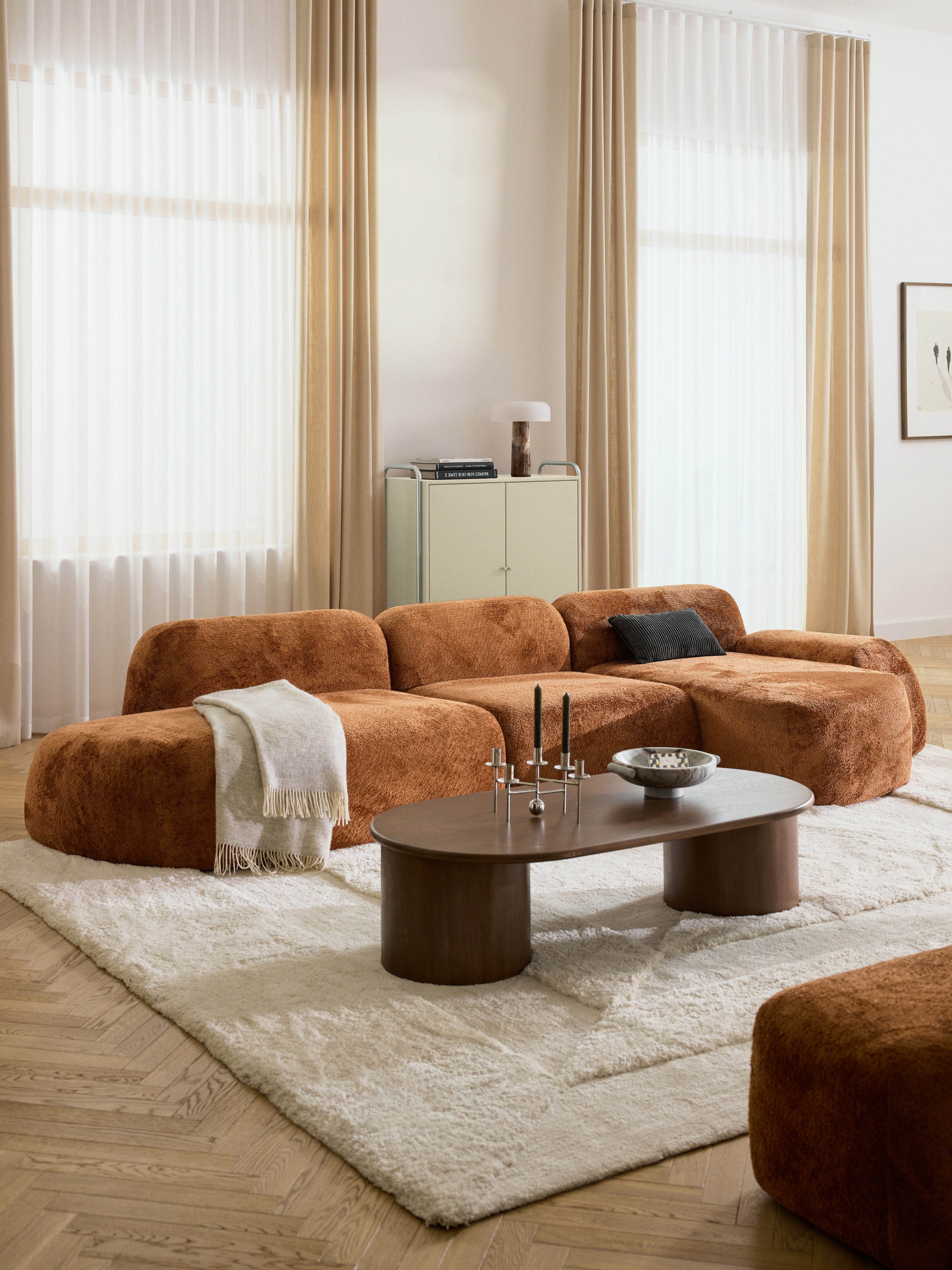 Wolke Modular Teddy Bouclé Corner Sofa (4-seater) with Chaise End