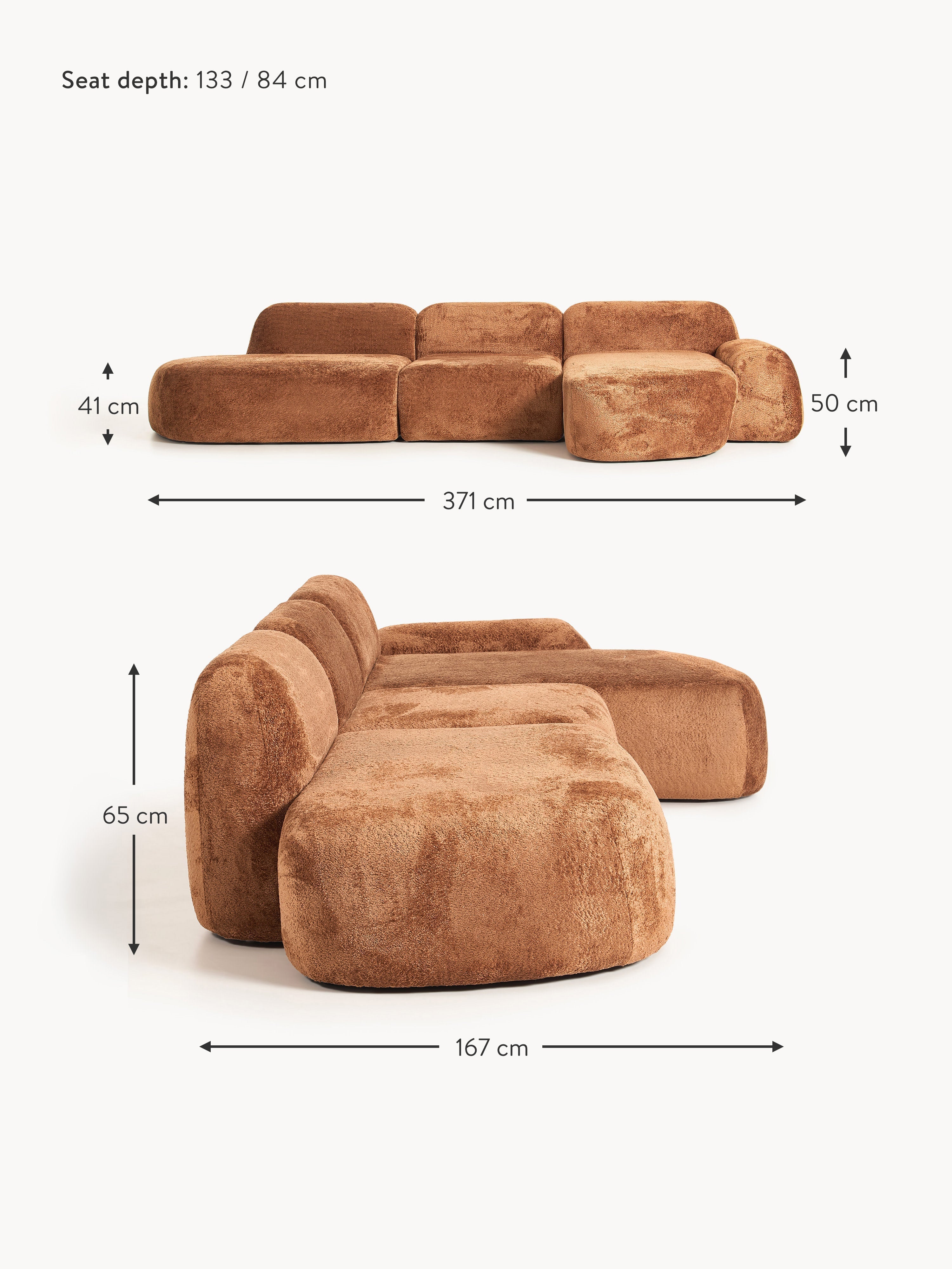 Wolke Modular Teddy Bouclé Corner Sofa (4-seater) with Chaise End
