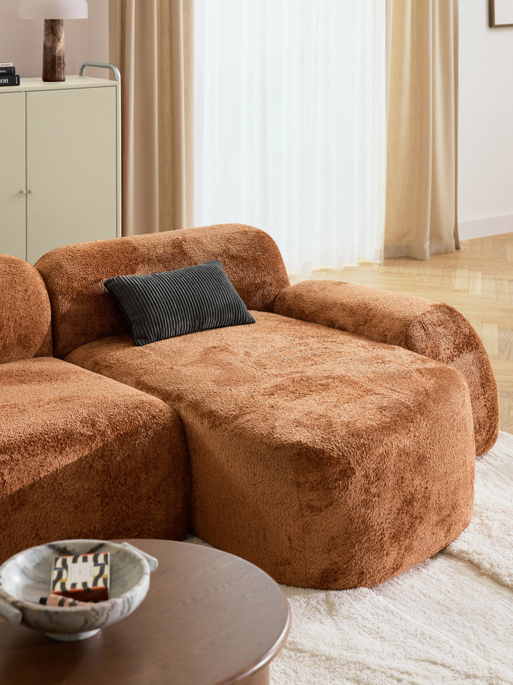 Wolke Modular Teddy Bouclé Corner Sofa (4-seater) with Chaise End