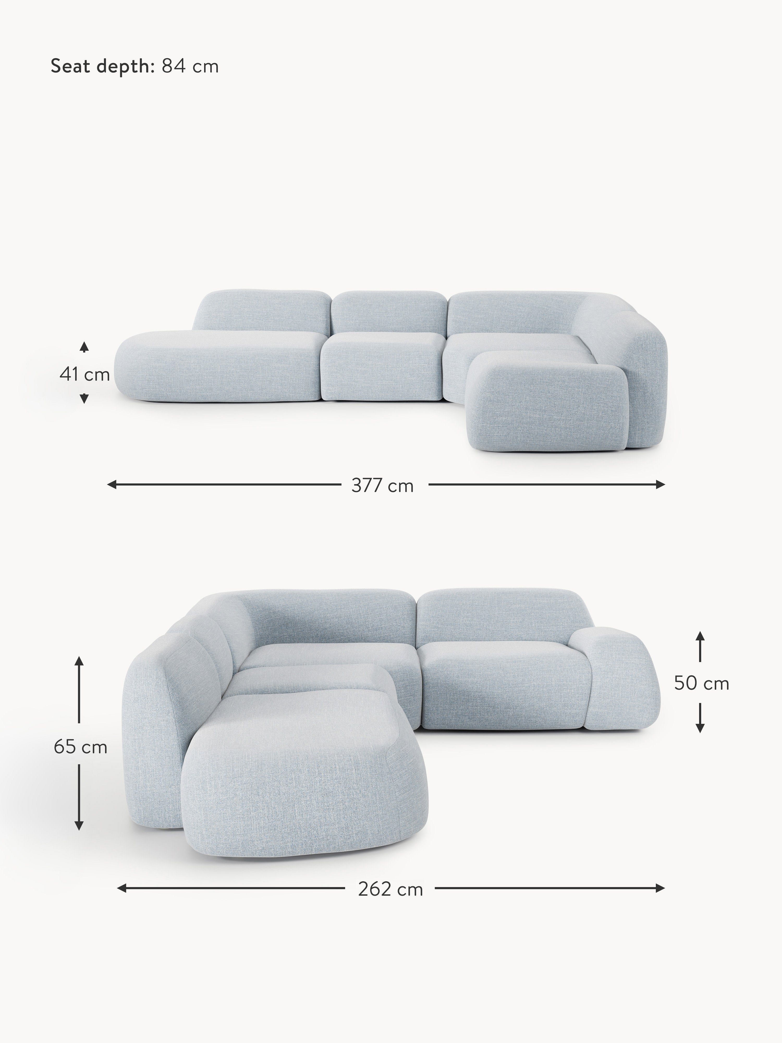 Wolke XL Modular Bouclé Corner Sofa with Chaise End