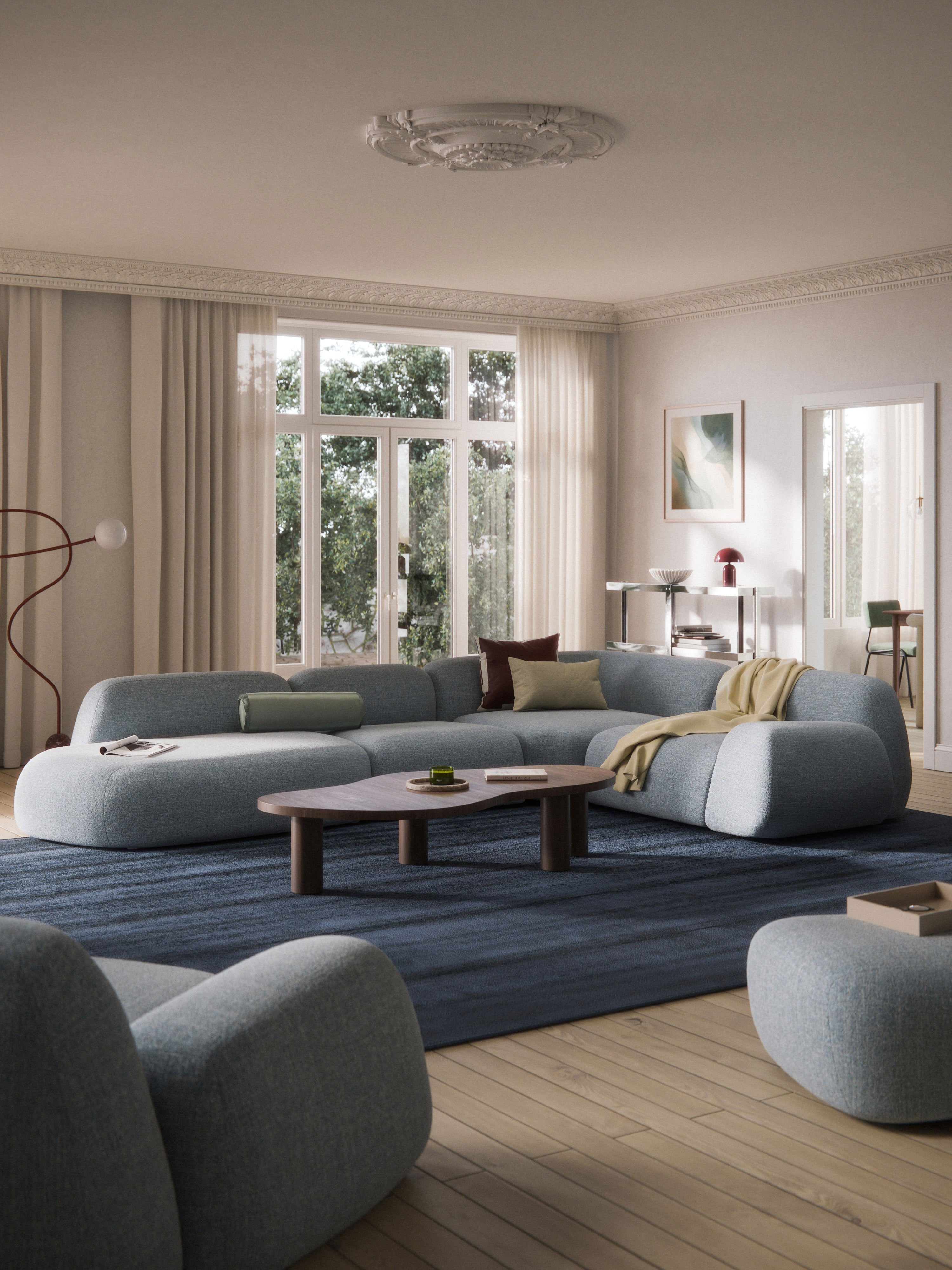 Wolke XL Modular Bouclé Corner Sofa with Chaise End