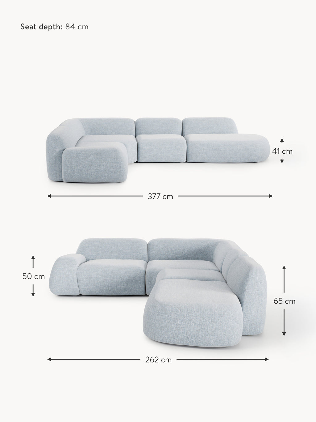 Wolke XL Modular Bouclé Corner Sofa with Chaise End